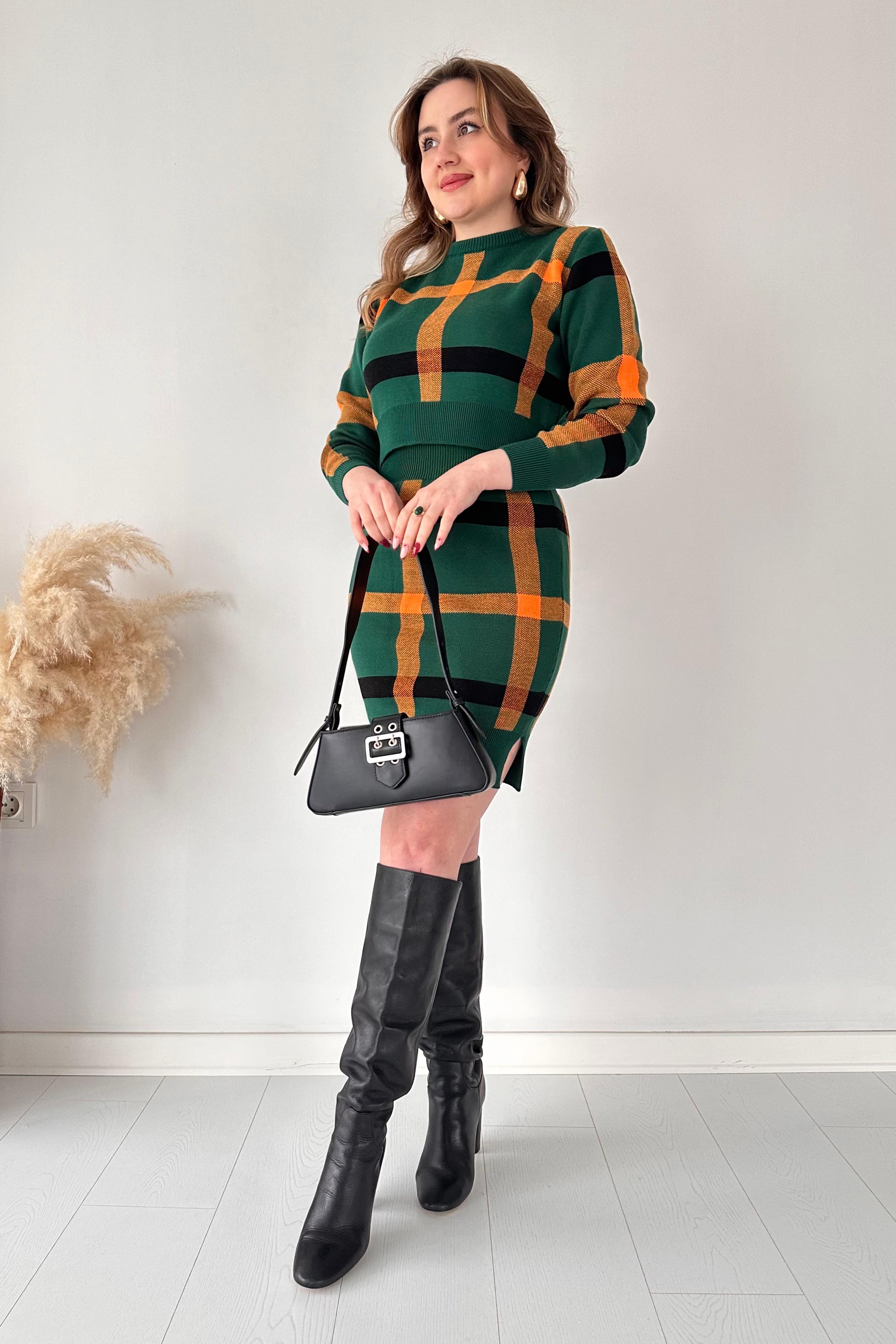 Ekoseli Etekli Takım Yeşil