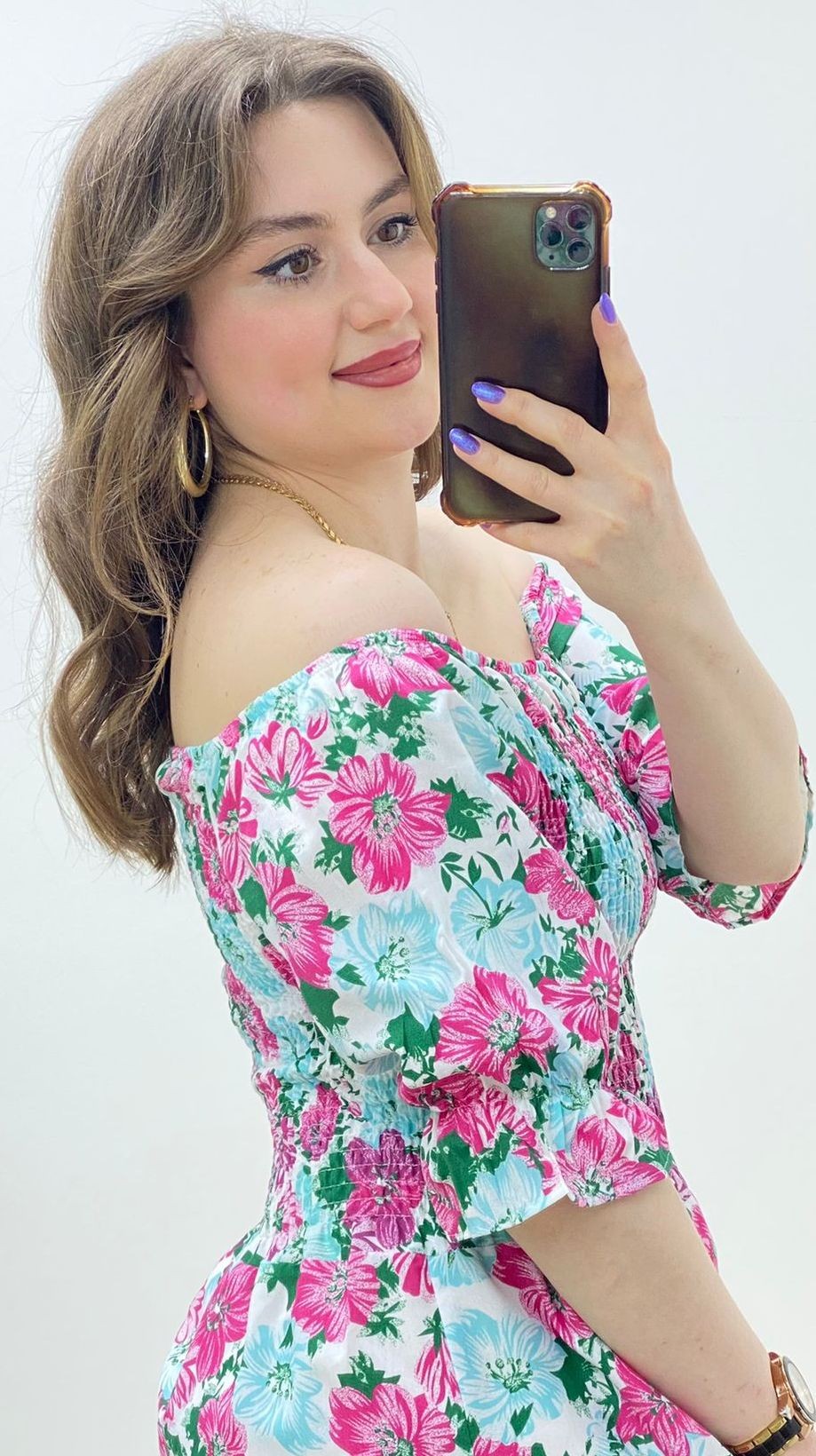 Gipeli Tropikal Poplin Elbise Beyaz