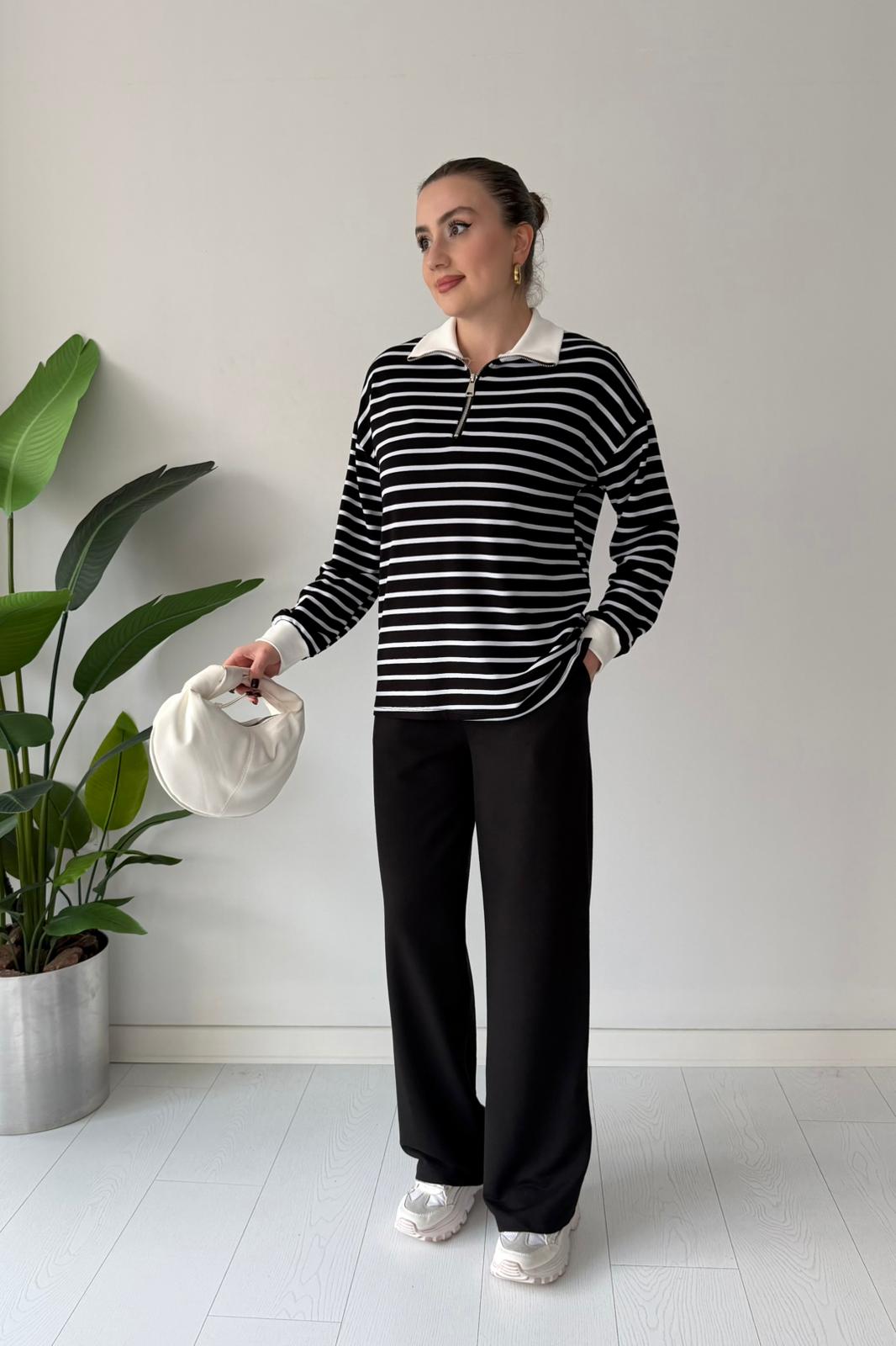 Çizgili Pamuk Takım