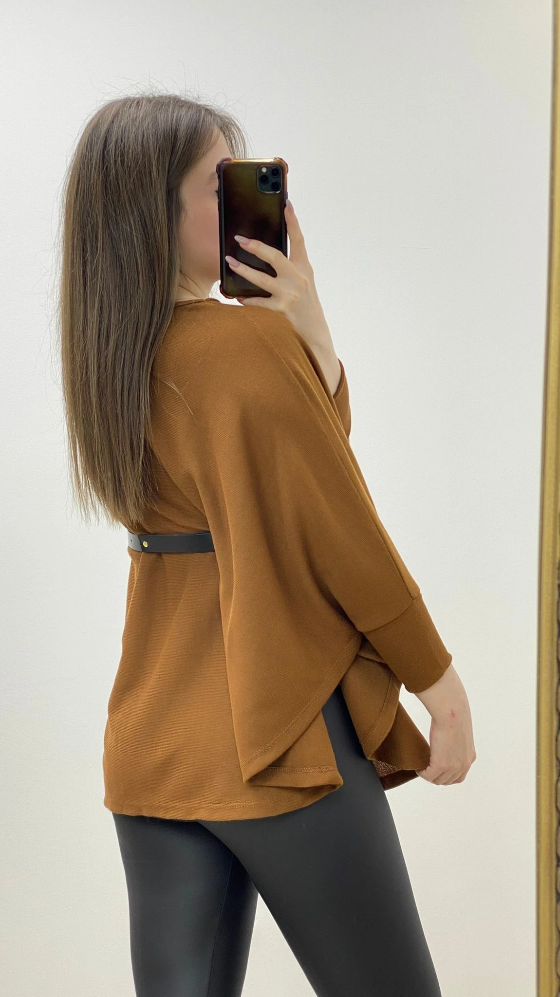 Zincir Kemer Triko Pelerin Taba