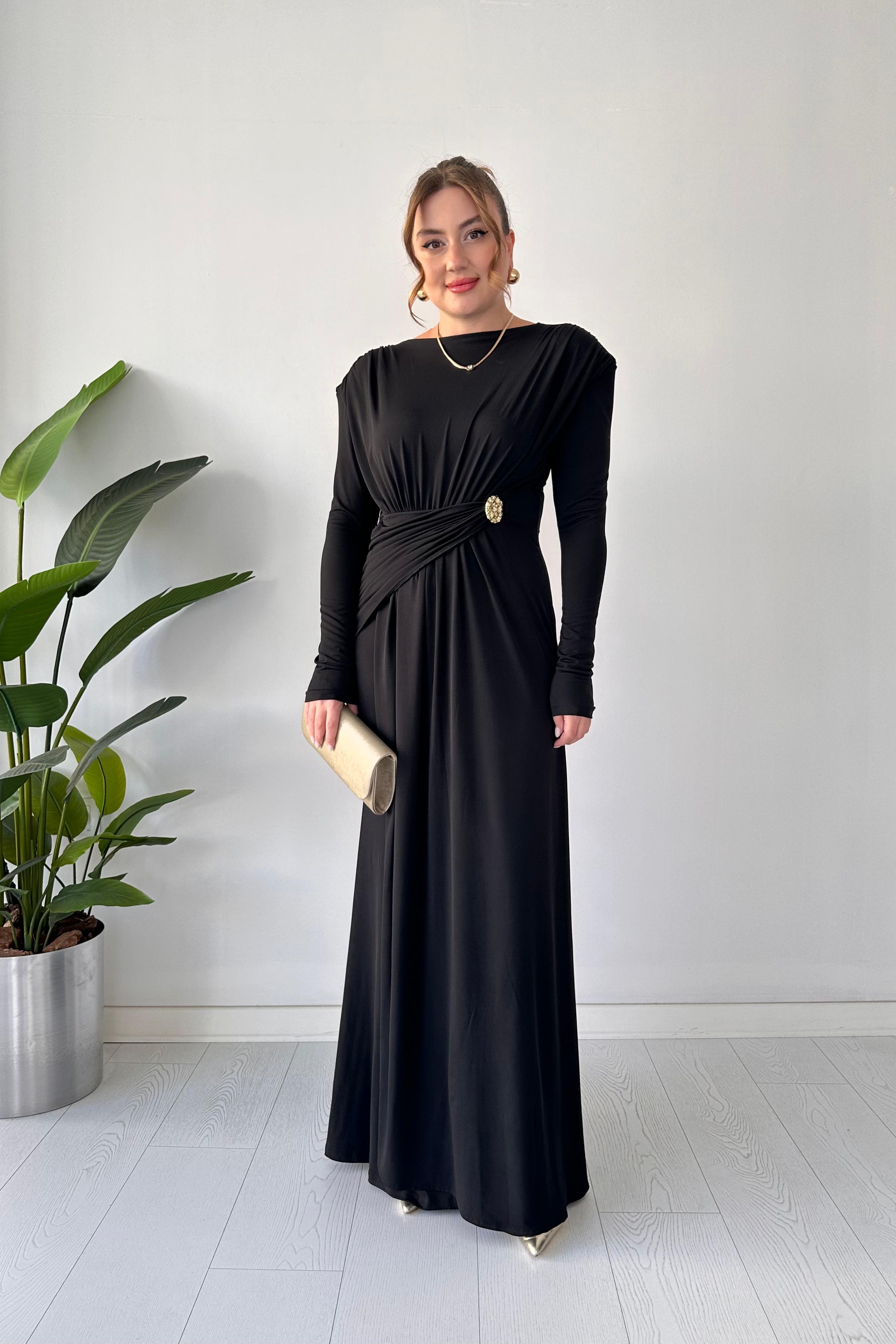 Şal Kemerli Krep Elbise