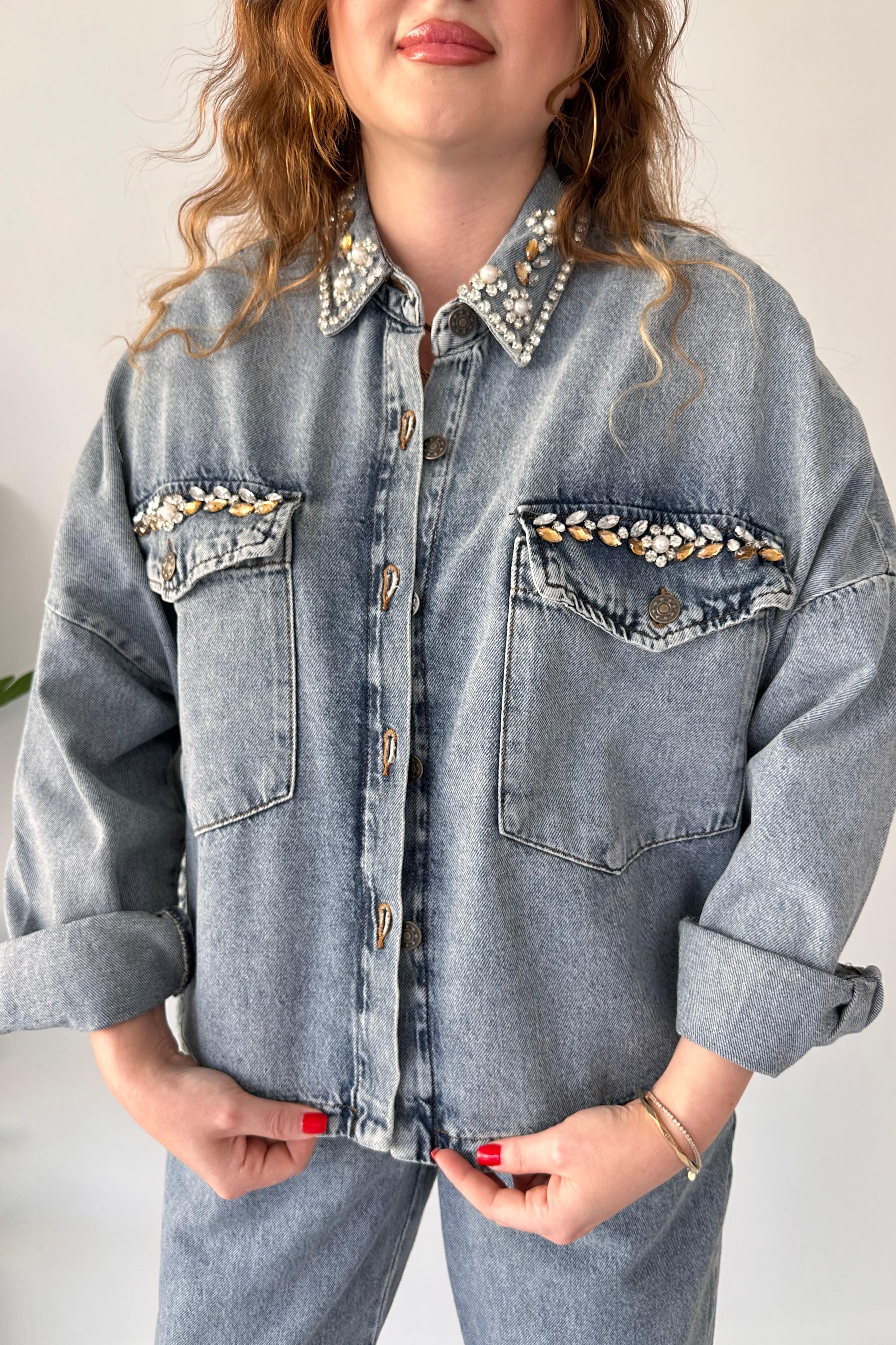 Taşlı Ceket-Pantolon Denim Takım