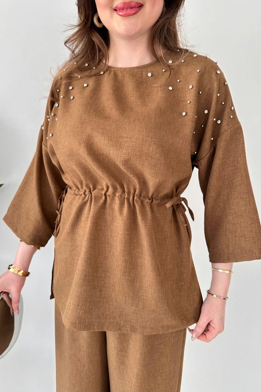 Taşlı Keten Takım