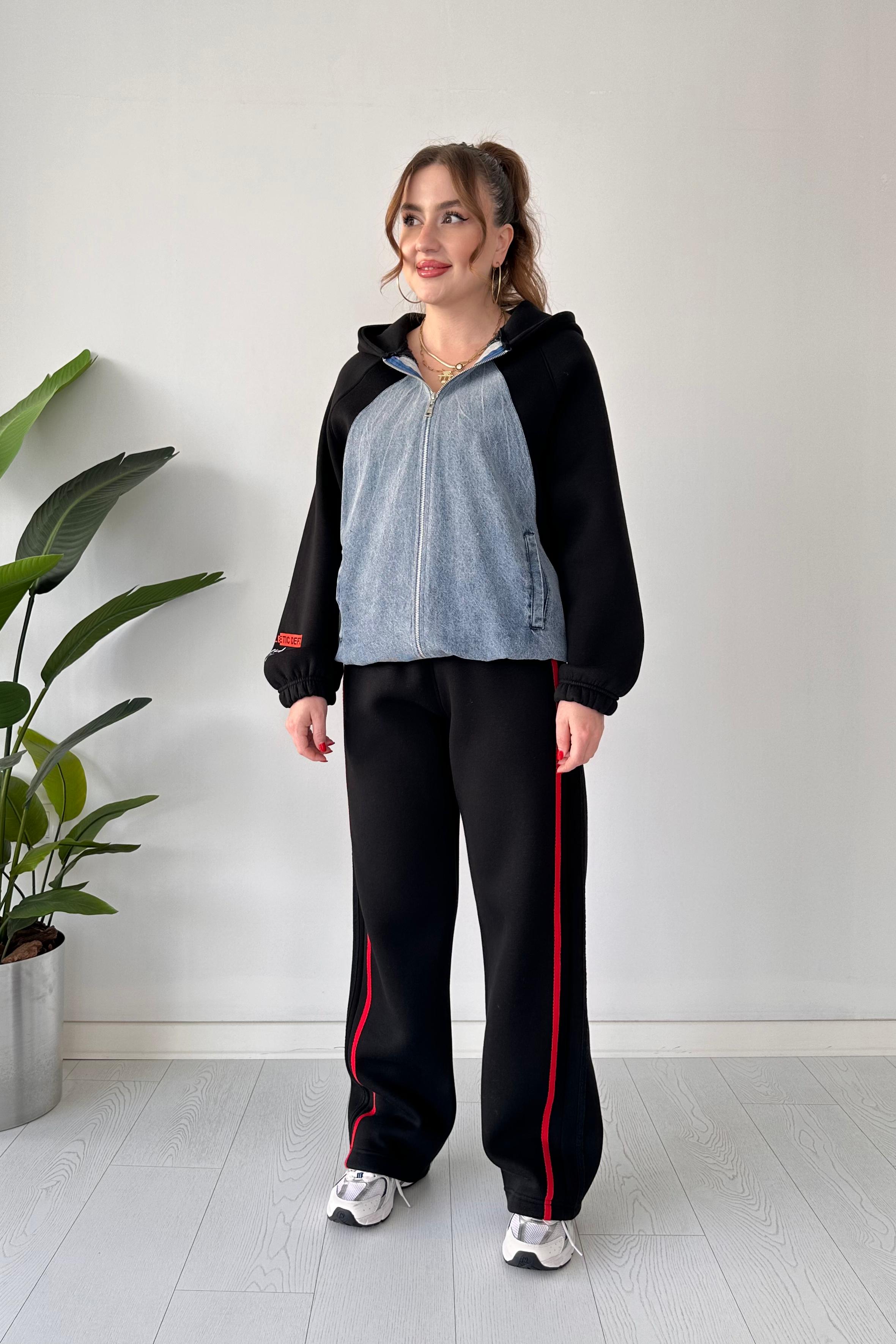 Denim Ceketli Polar Eşofman Takımı