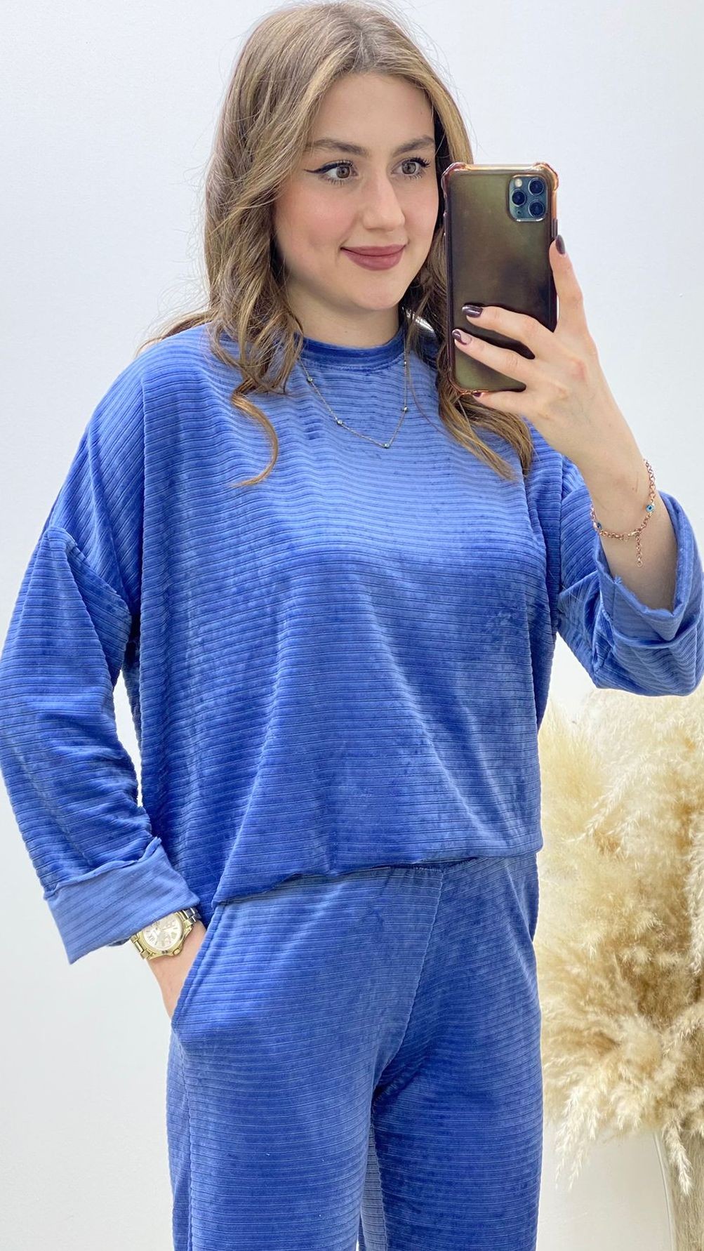 Kadife Rahat Takım Mavi