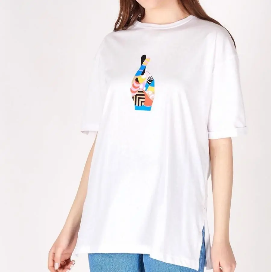 Baskılı Tshirt-Beyaz-Desenli · 3