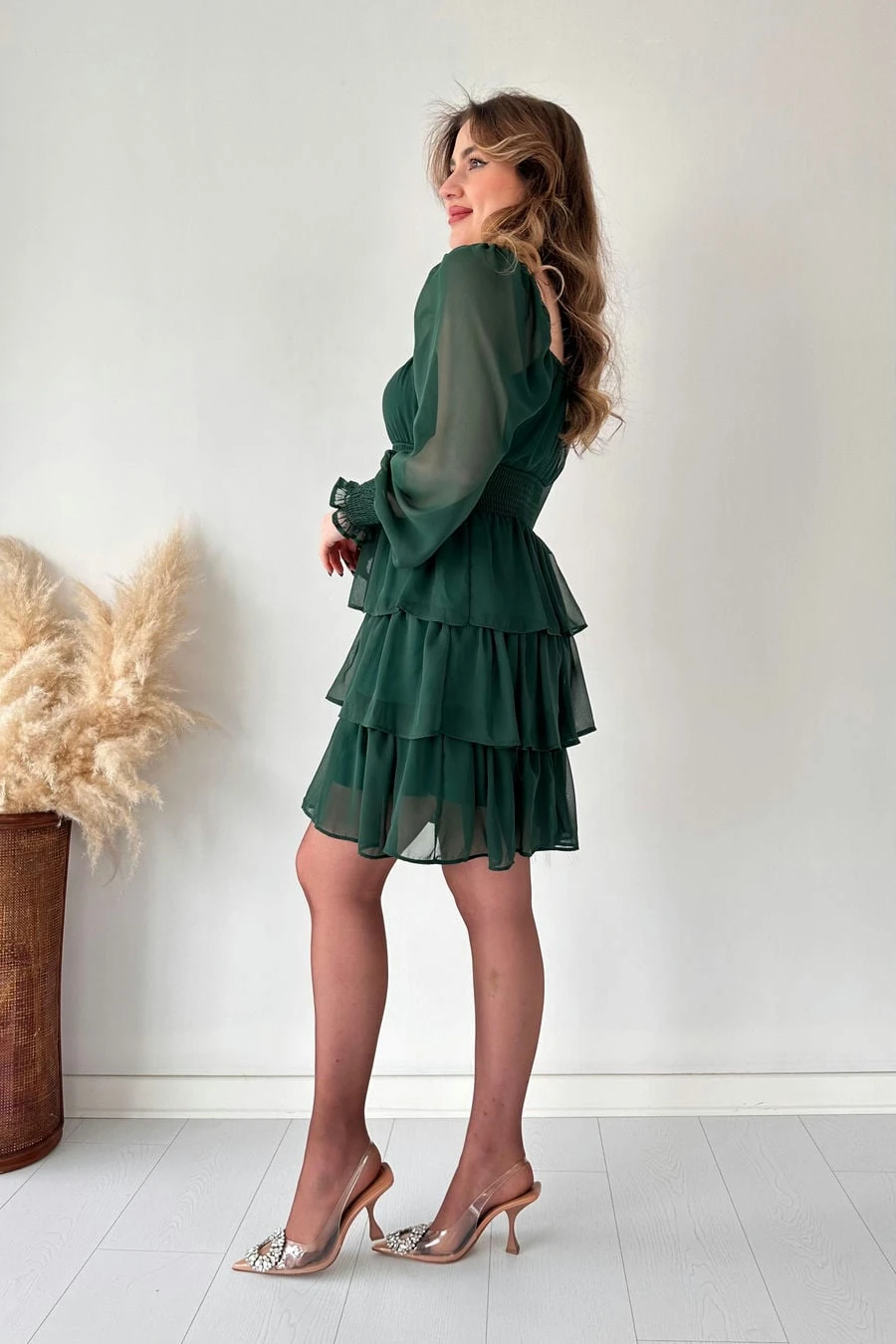 Katlı Şifon Elbise