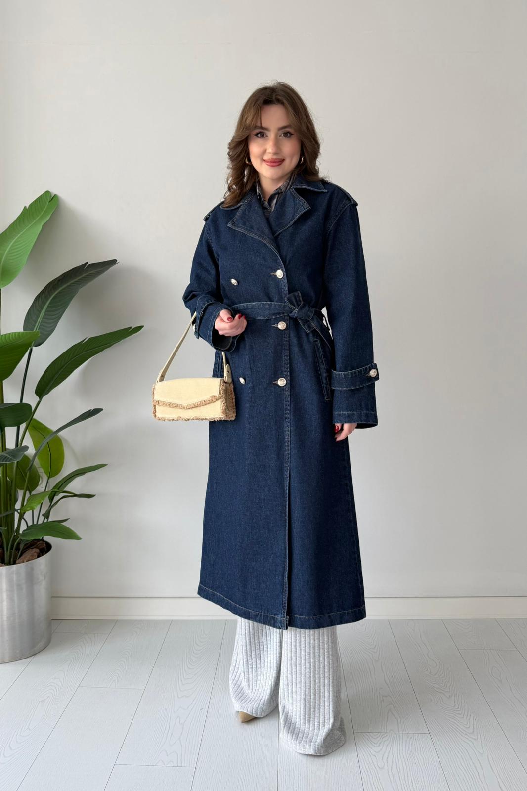 Denim Trençkot - Lacivert