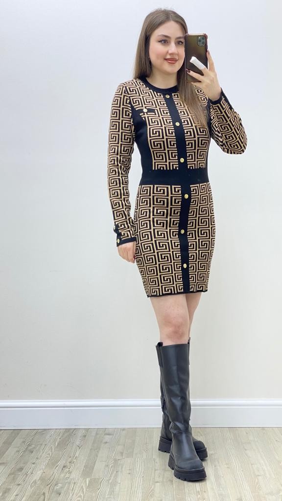 GG Tasarım Triko Elbise Bej