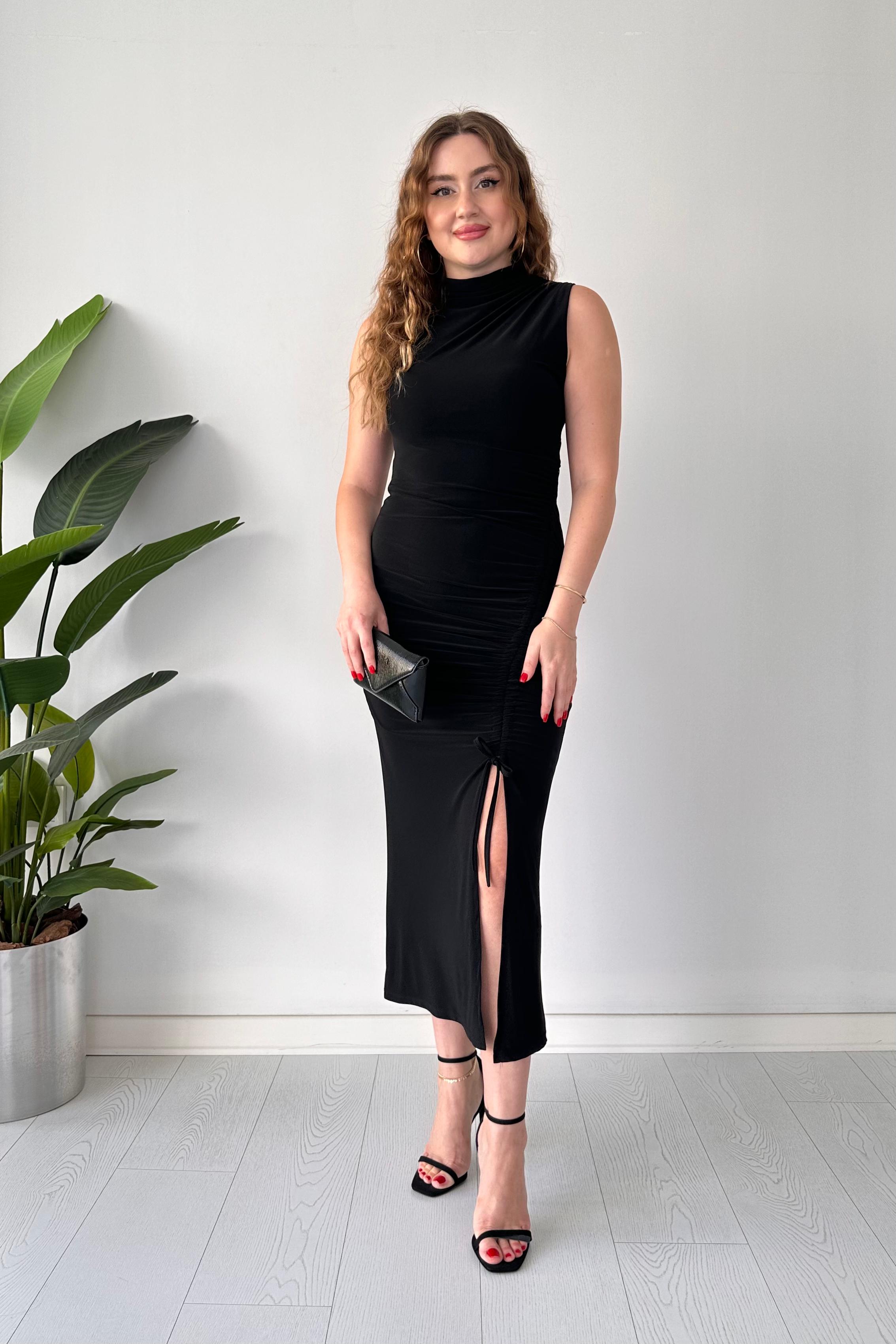 Ayarlanır Yırtmaçlı Buzi Elbise