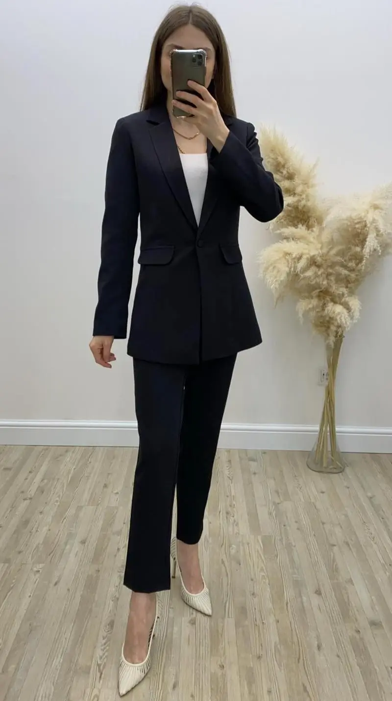 Atlas Kumaş İkili Takım Elbise Siyah · 3