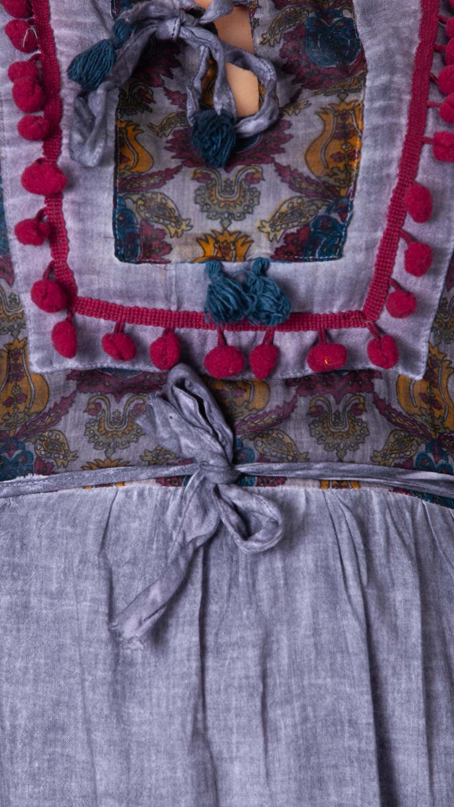 Japone Ponponlu Uzun Elbise