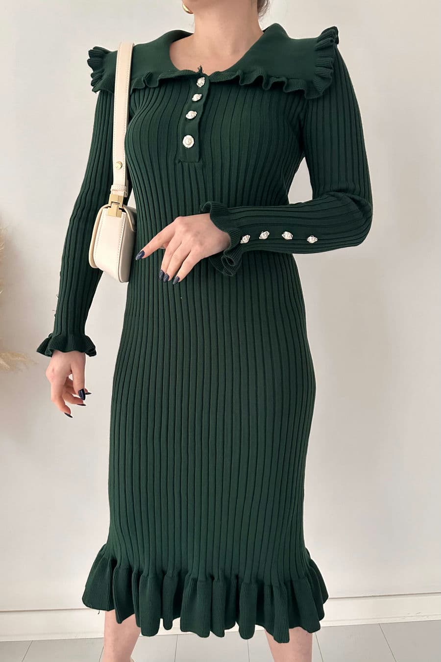 Bebe Yaka Triko Elbise