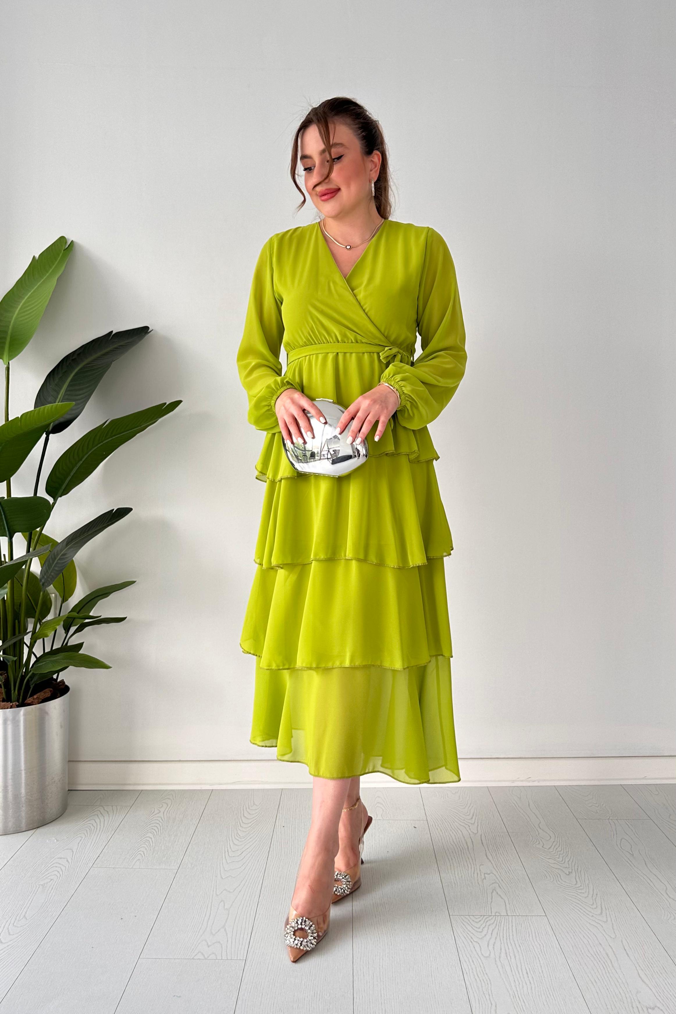 Kat Kat Şifon Elbise