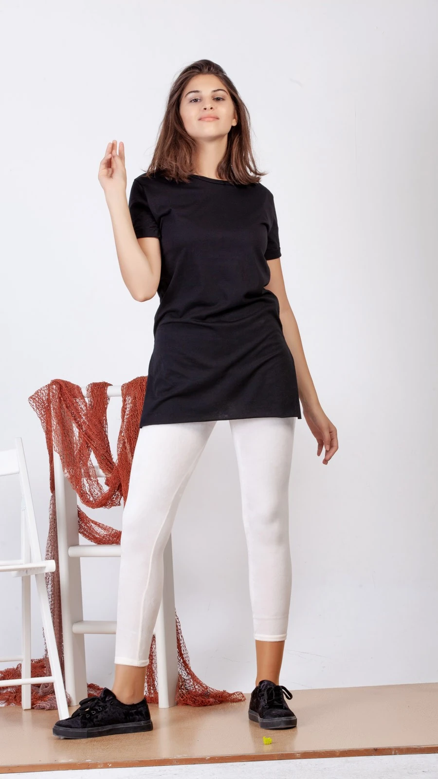 Kadife Tayt Pantolon - Beyaz