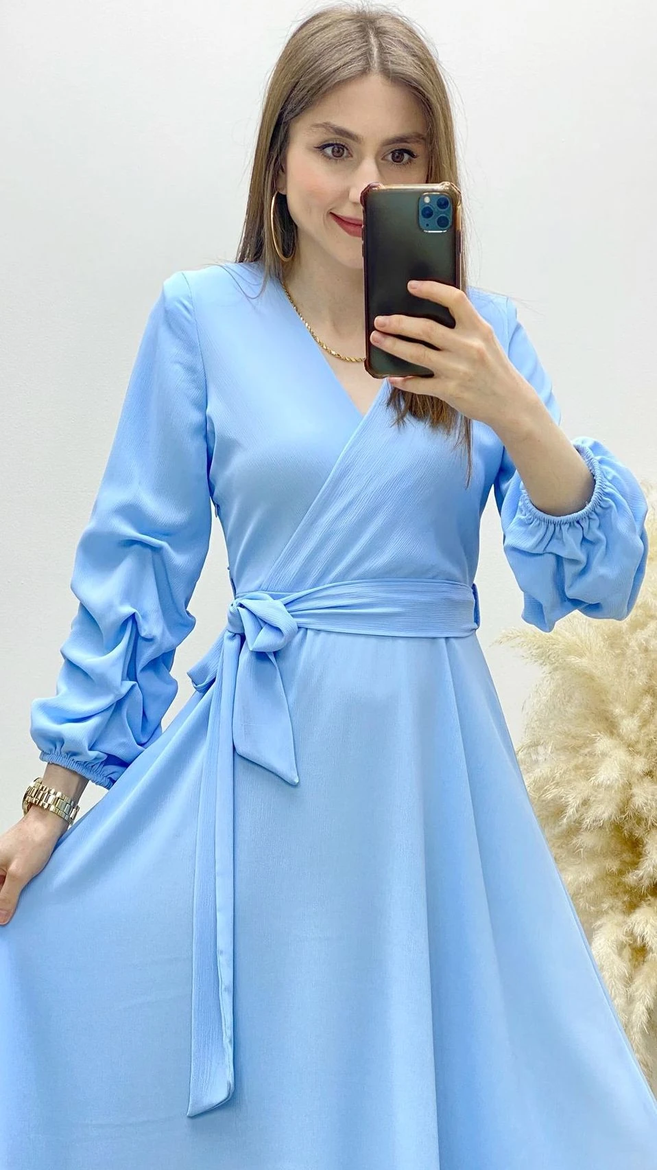 Maksi Boy Şifon Elbise Bebe Mavi