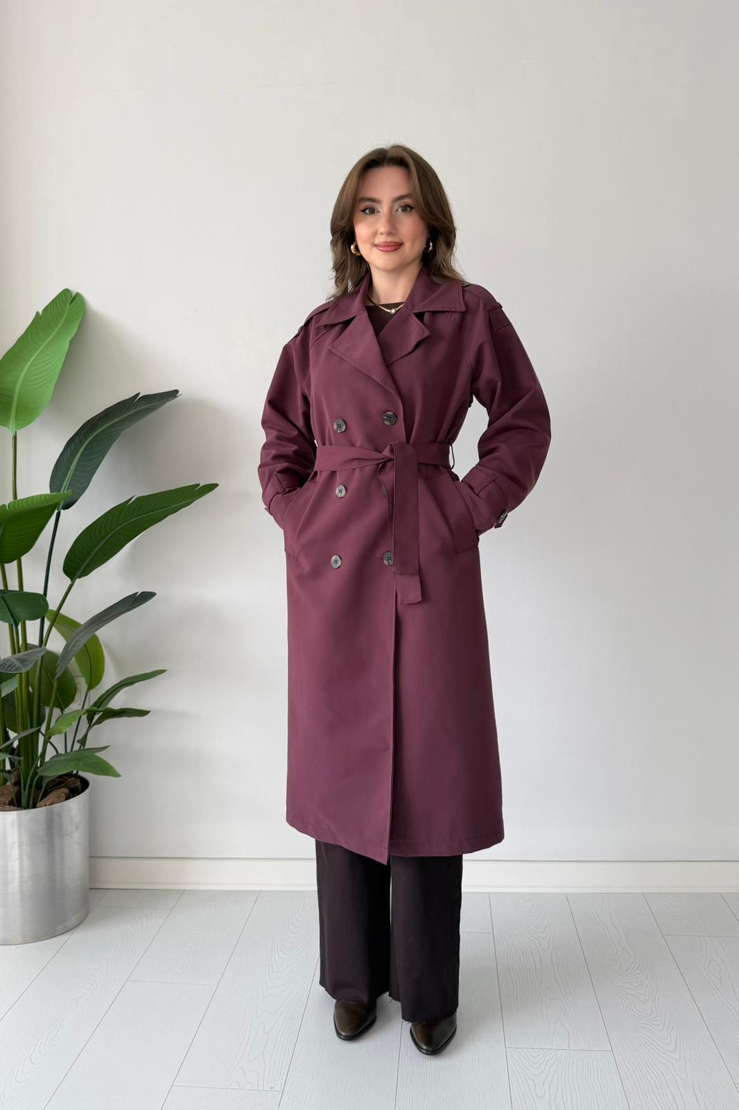 Astarlı Premium Trençkot - Bordo