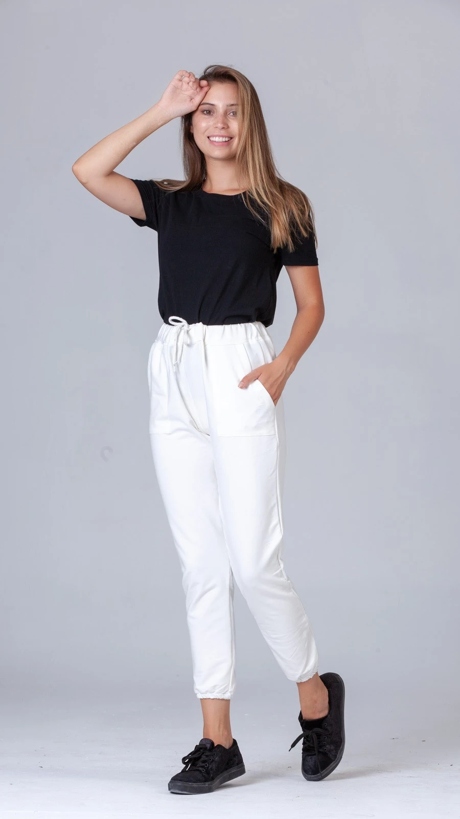 Lastik Paça Eşofman Altı - Beyaz