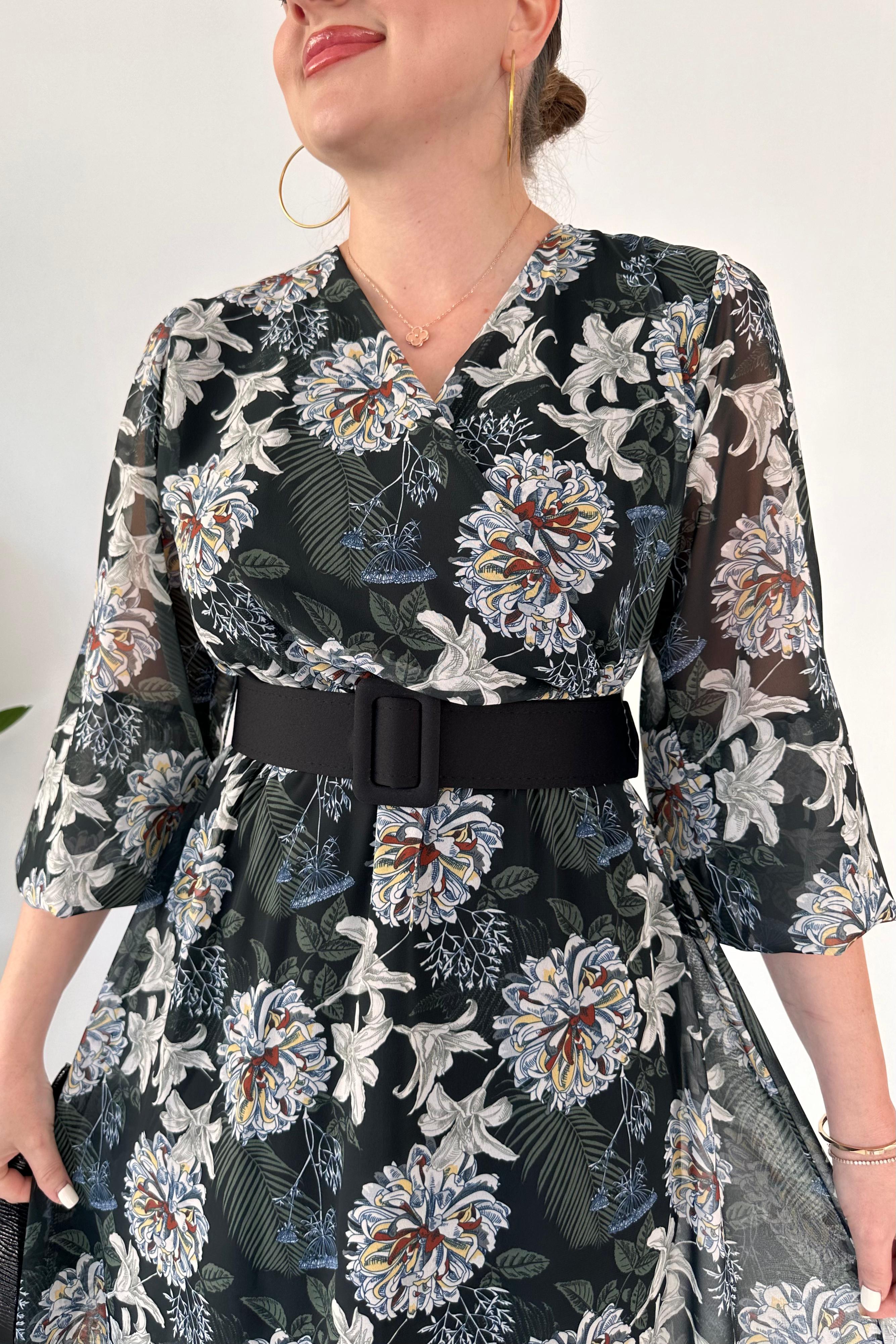 Ortanca Şifon Elbise