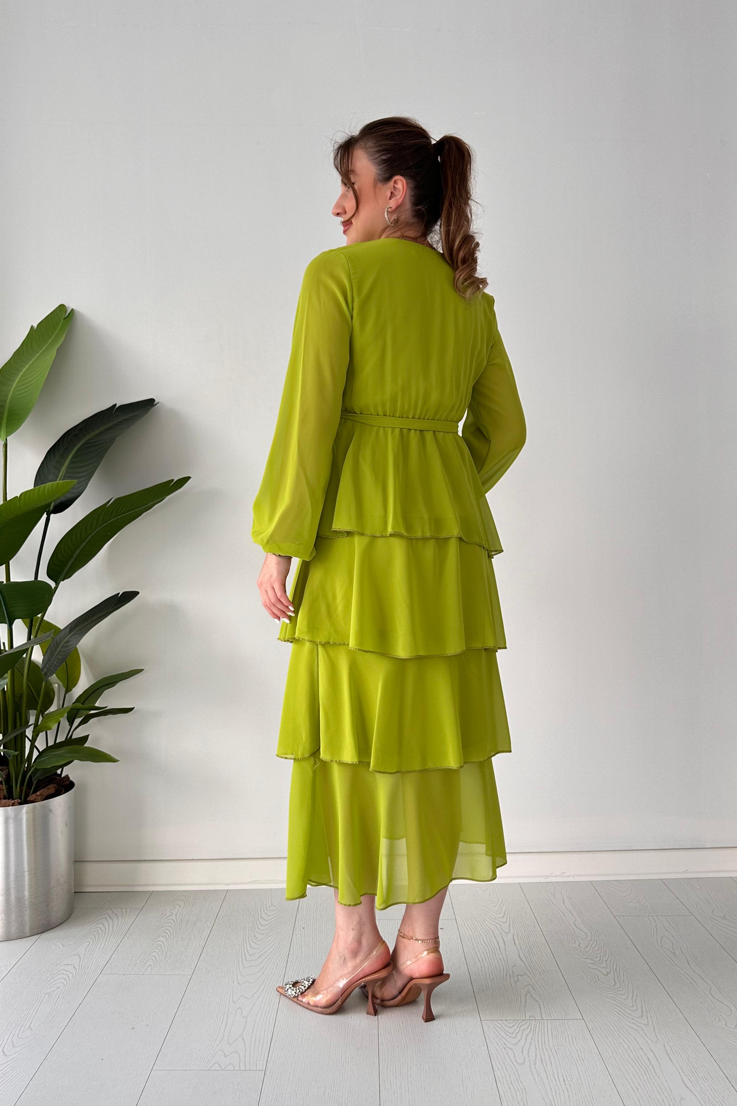 Kat Kat Şifon Elbise