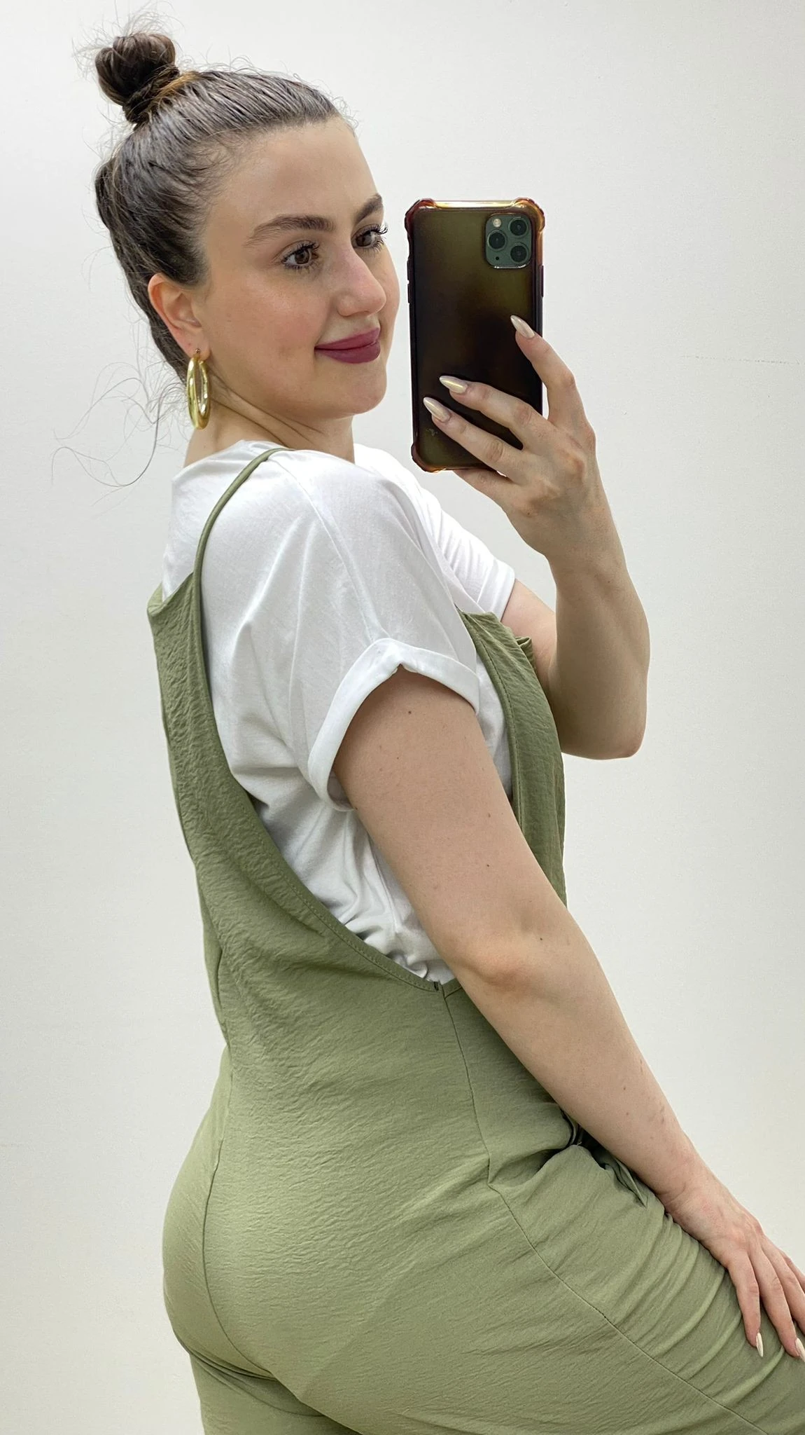 Dökümlü Askılı Tulum Haki