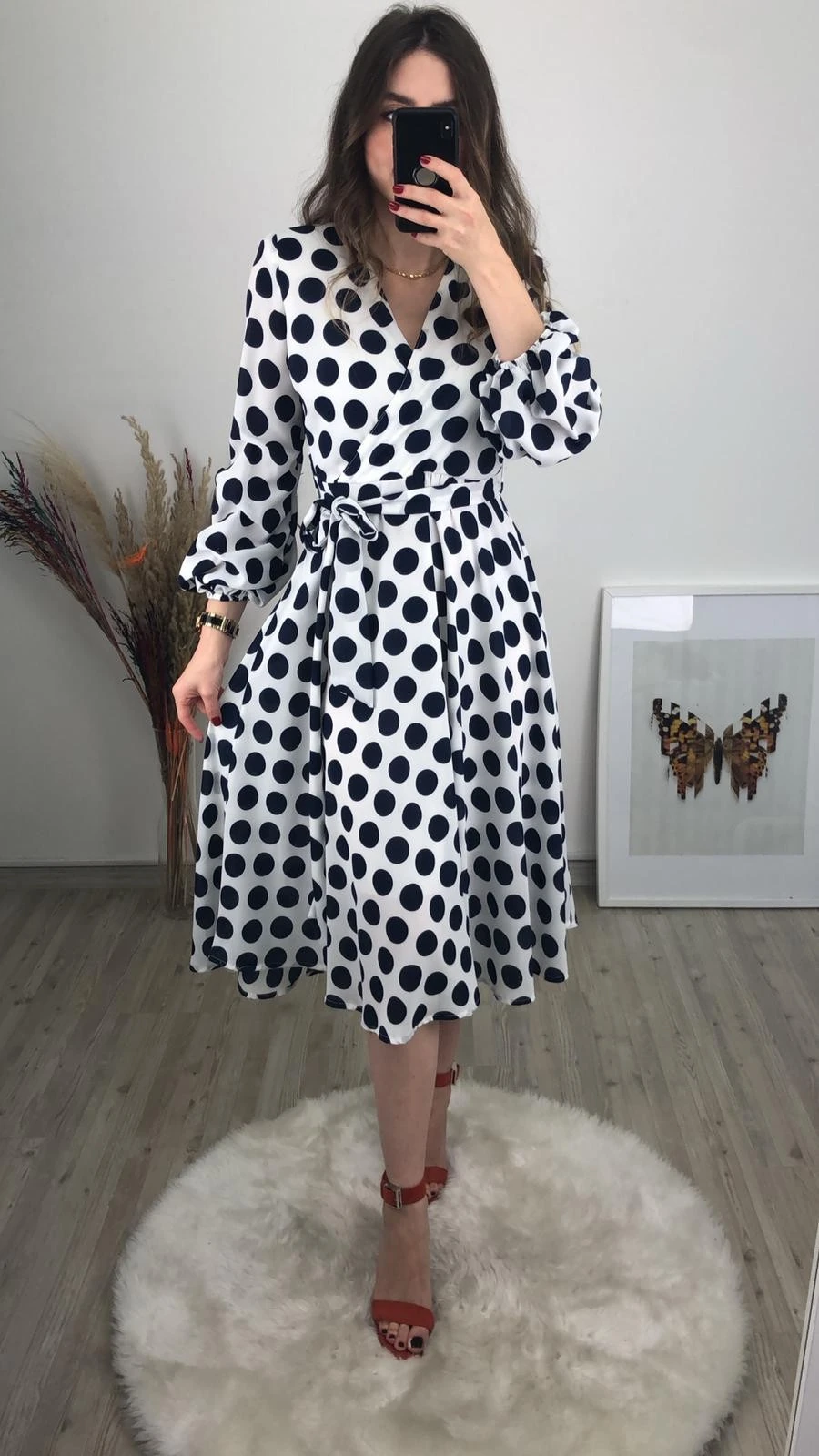 Midi Boy Şifon Elbise - Lacivert