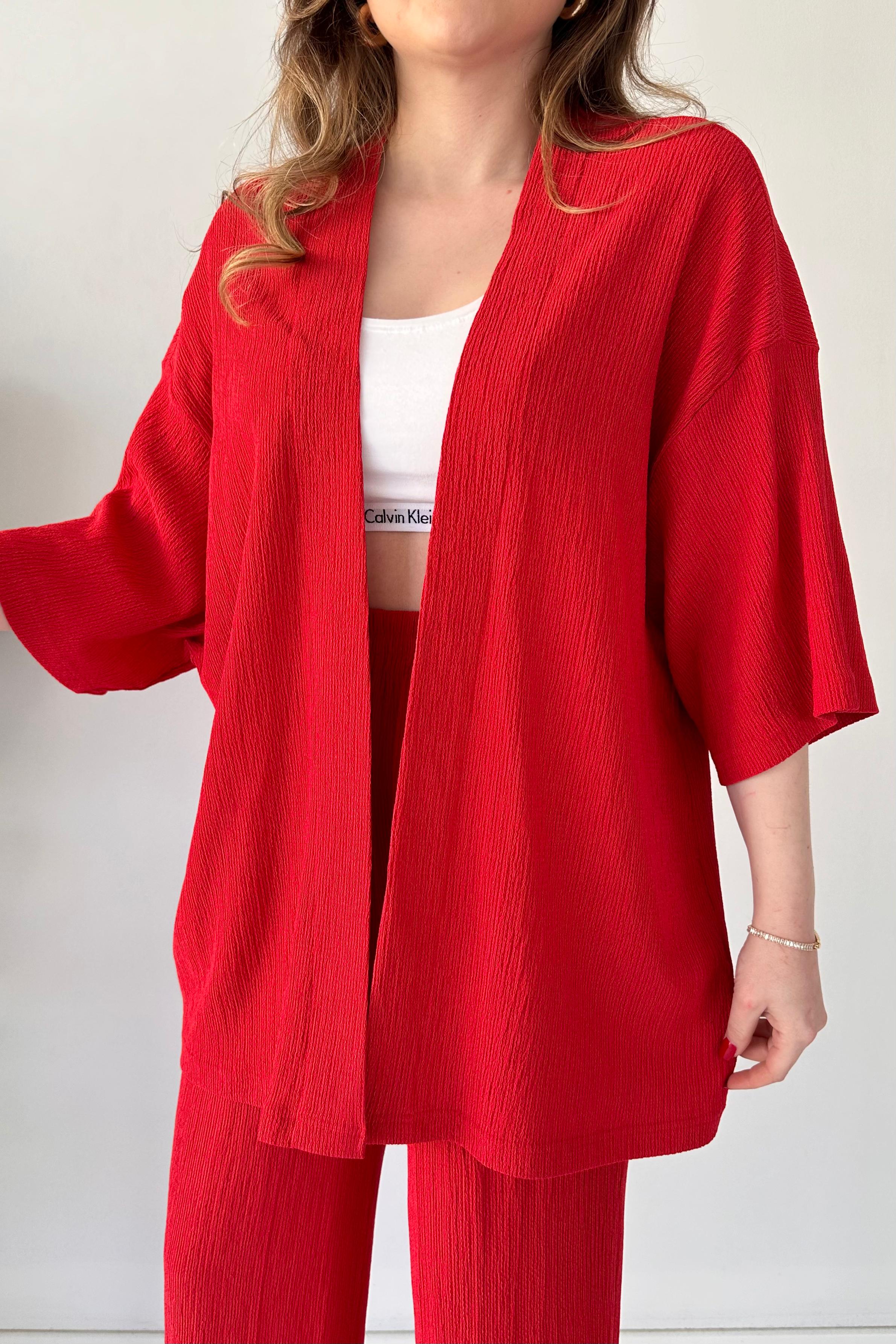 Gofre İkili Takım Kırmızı