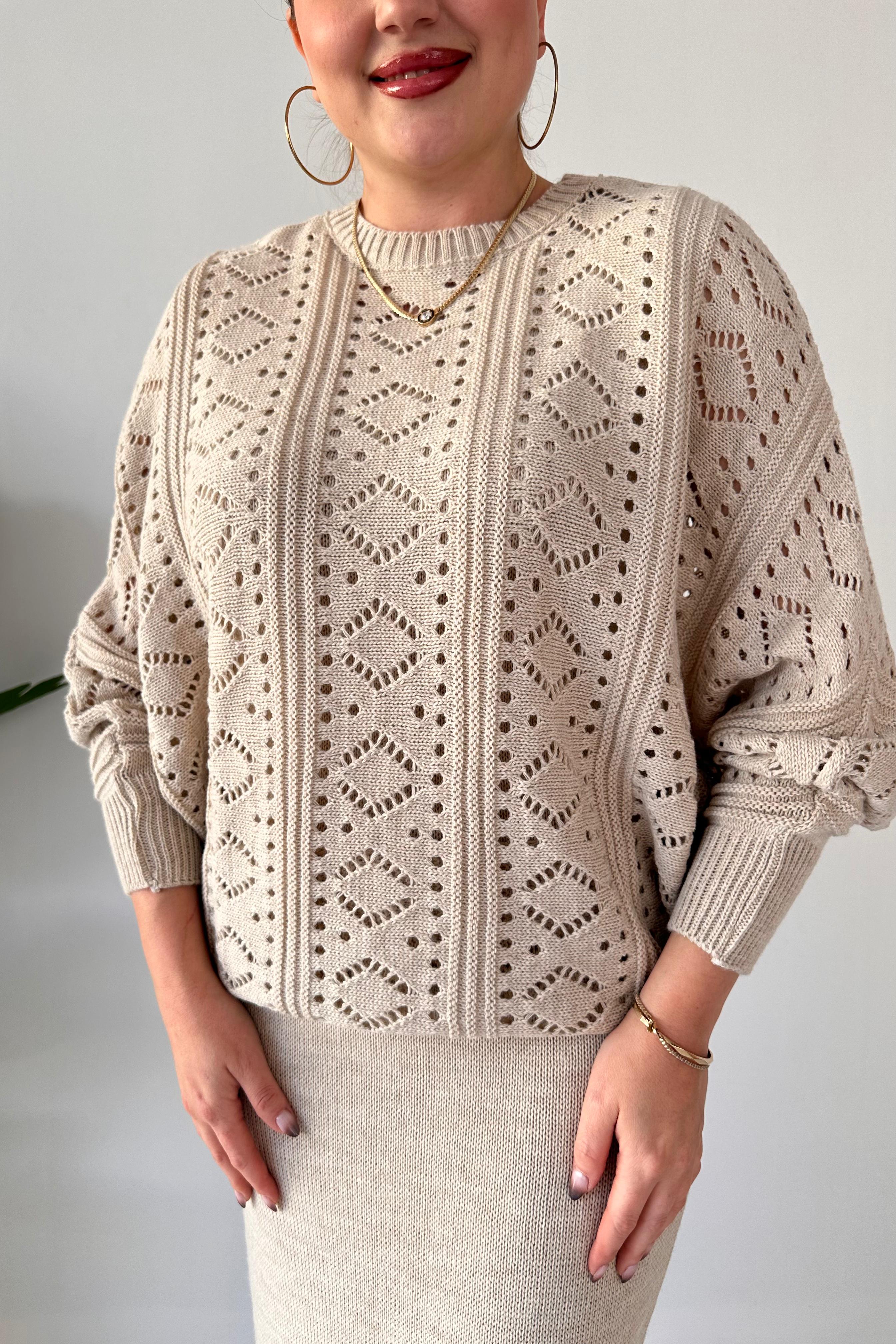 Delik Kazaklı Triko Elbise