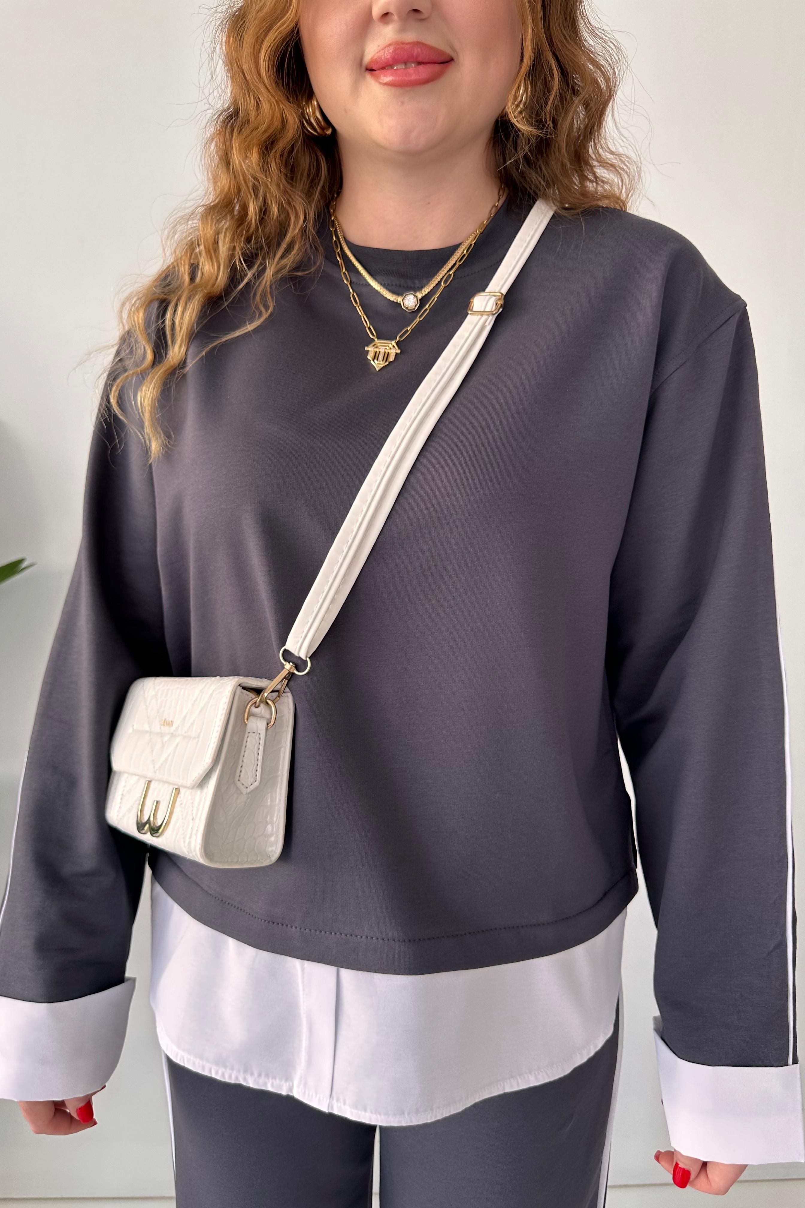 Gömlek Detay Polarsız Eşofman Takımı