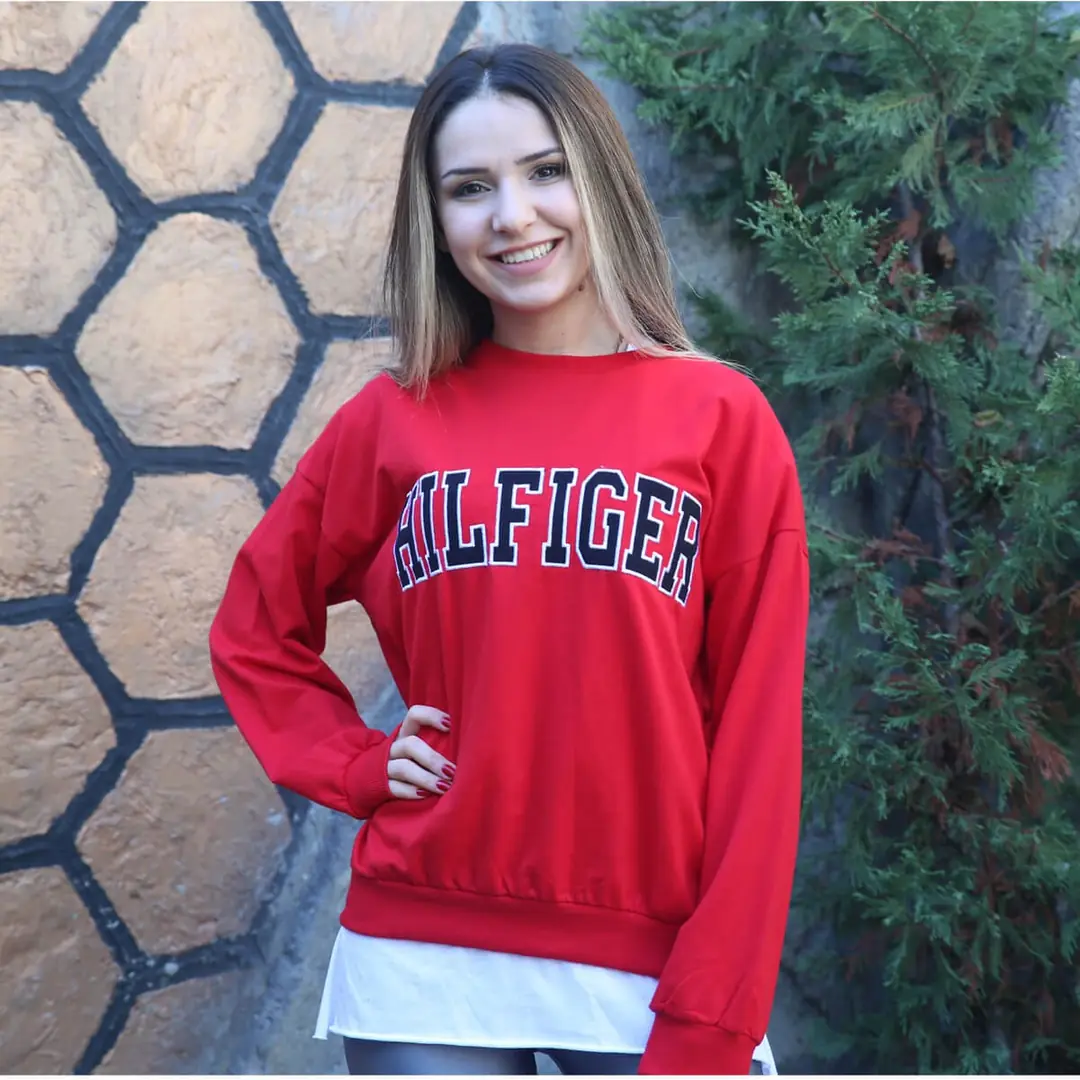 Baskılı Slogan Sweat Kırmızı · 3