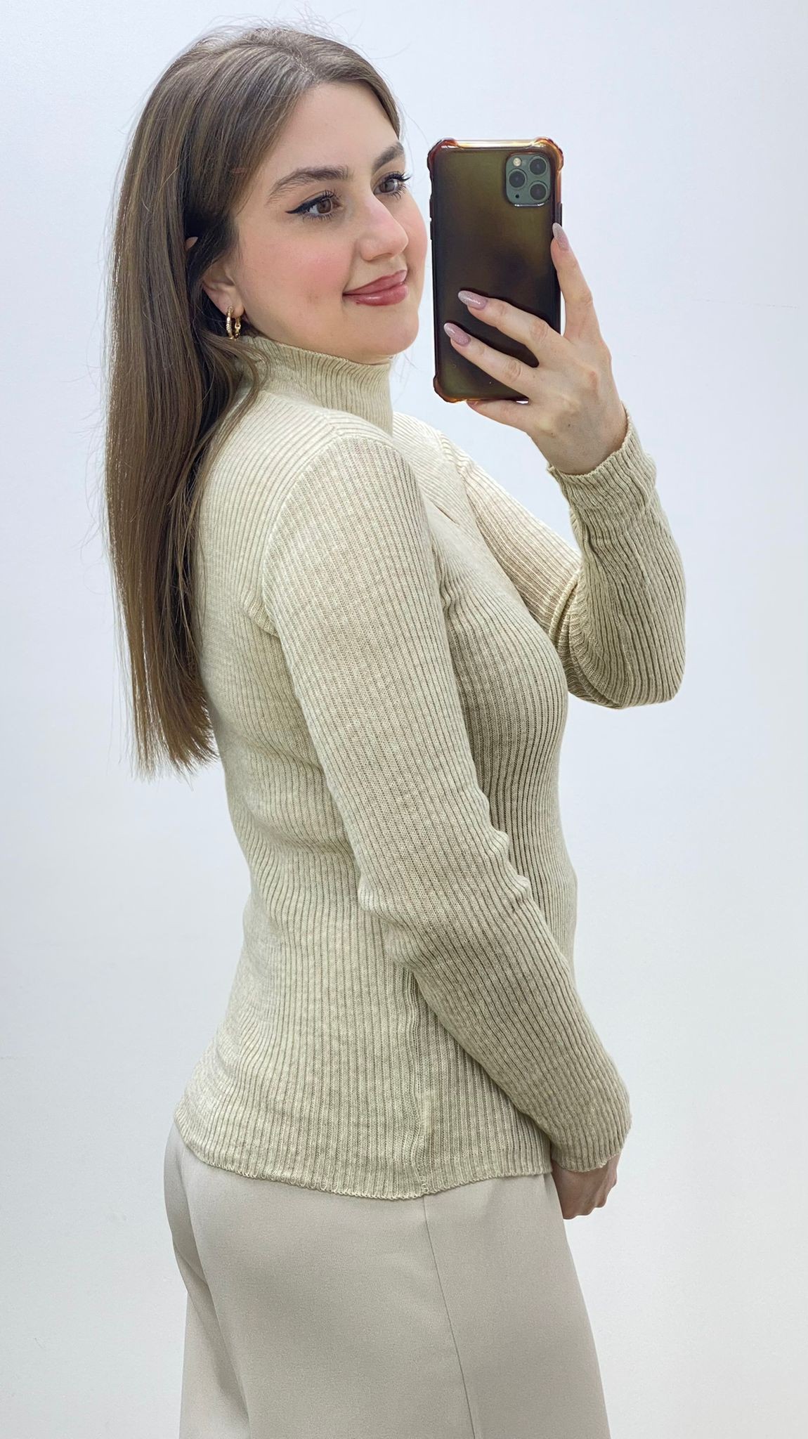 Damla Yaka Triko Kazak Bej