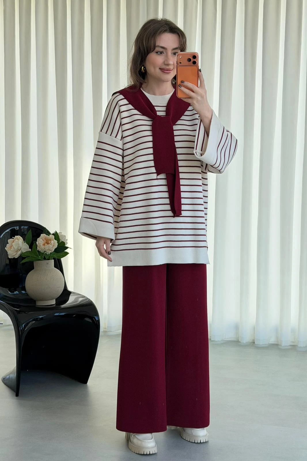 Bağlama Detaylı Triko Takım