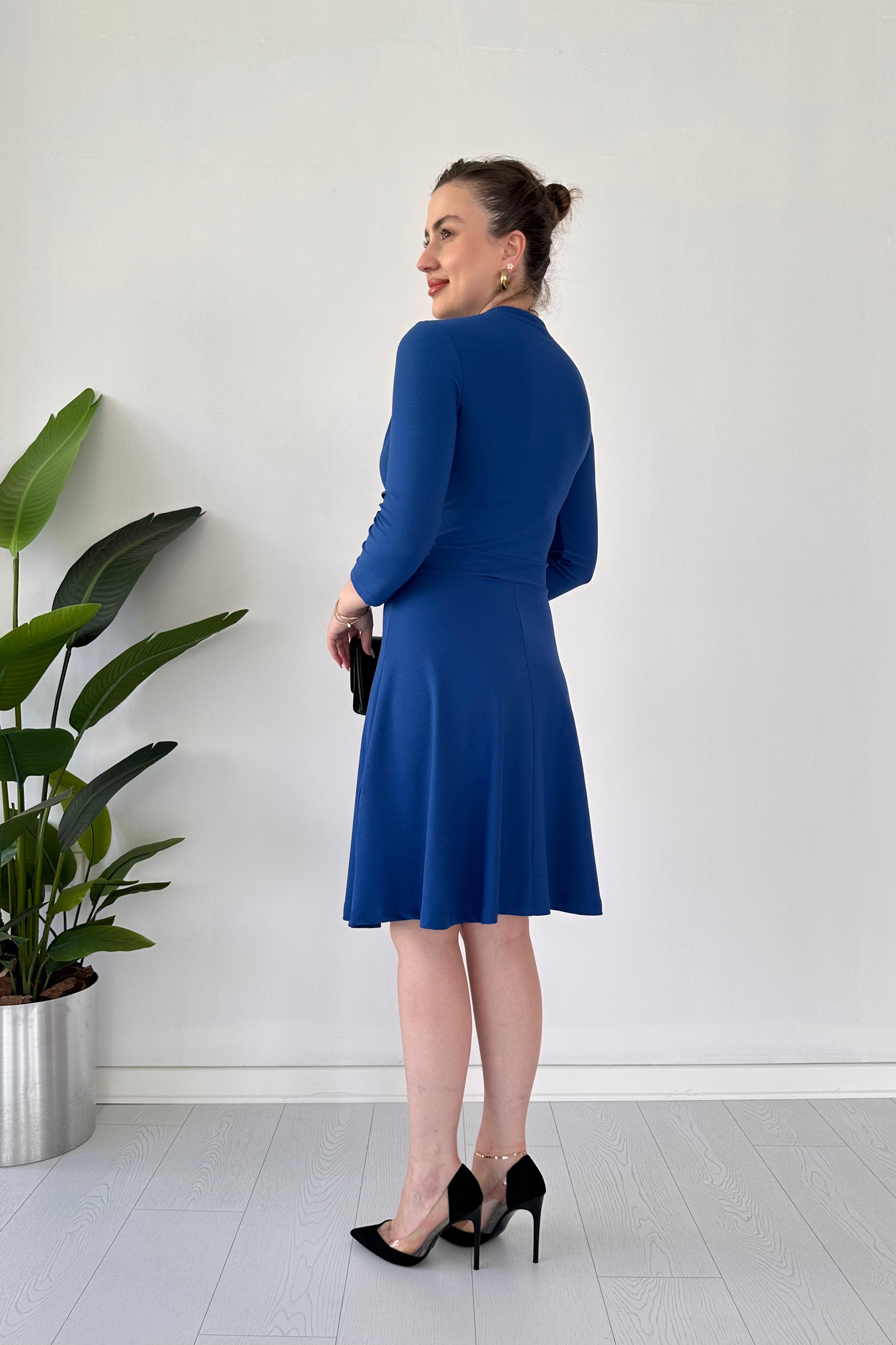 Omuz Drape Krep Elbise