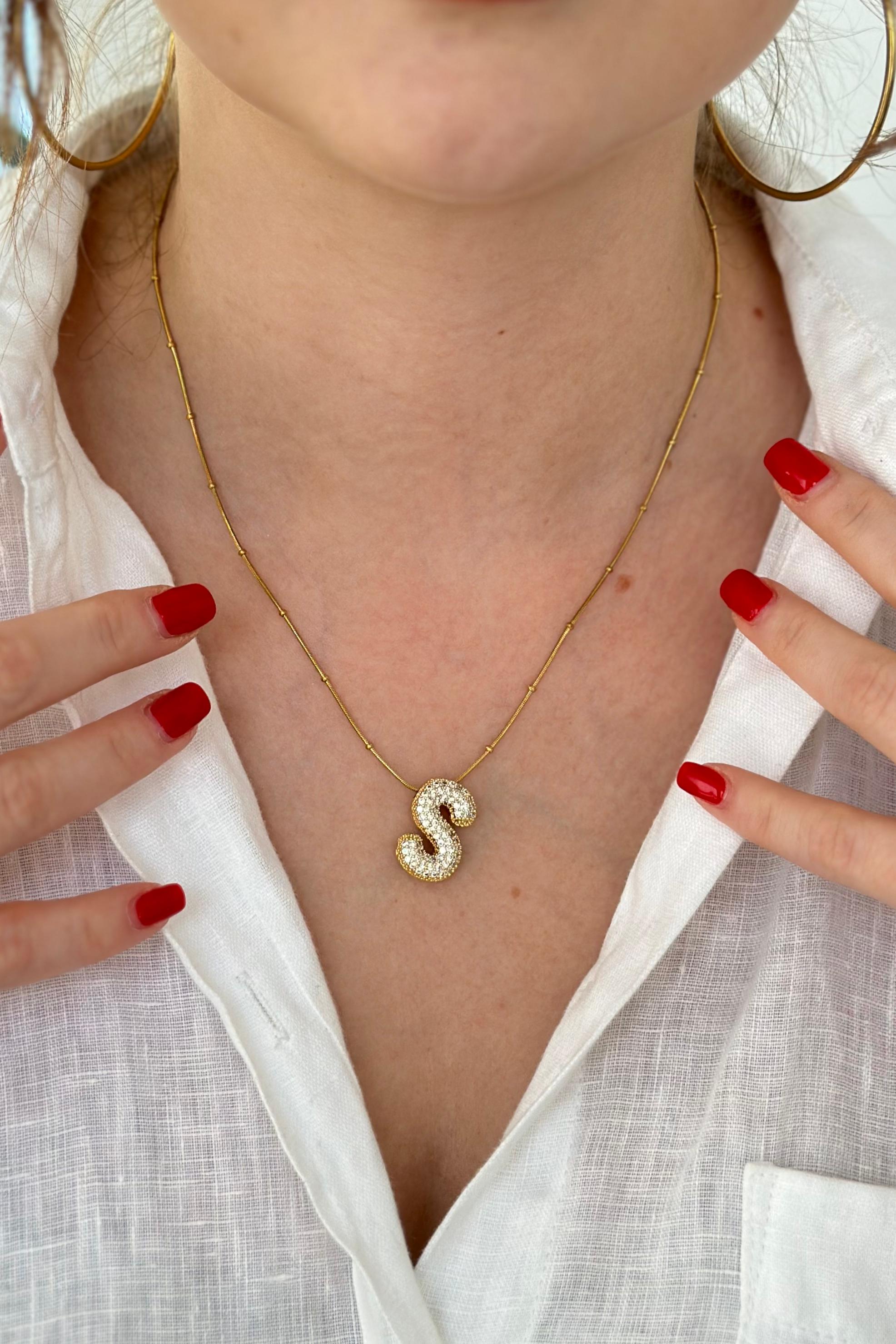 Taşlı Bubble Çelik Kolye S