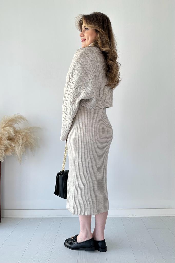 Saç Örgü Kazak Elbise Triko Takım