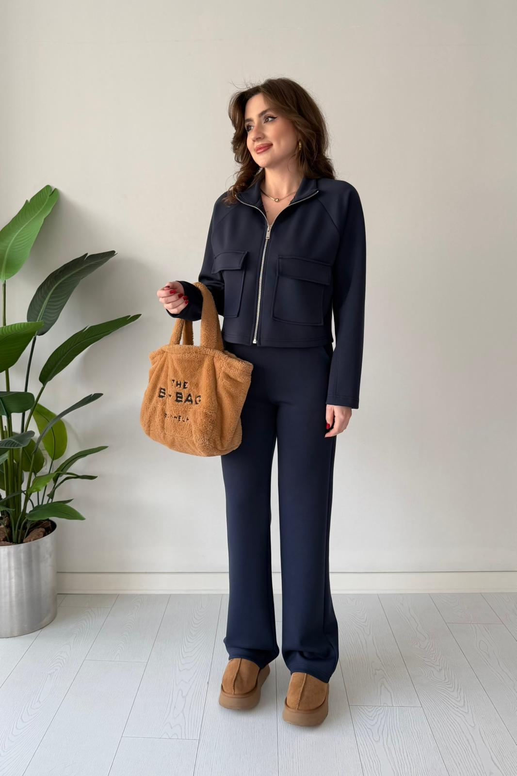 Önü Cepli İkili Takım - Lacivert