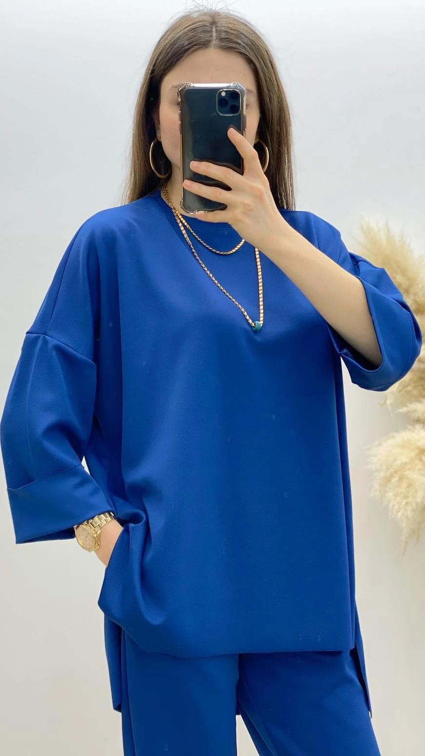 Kolu Katlamalı İkili Takım İndigo