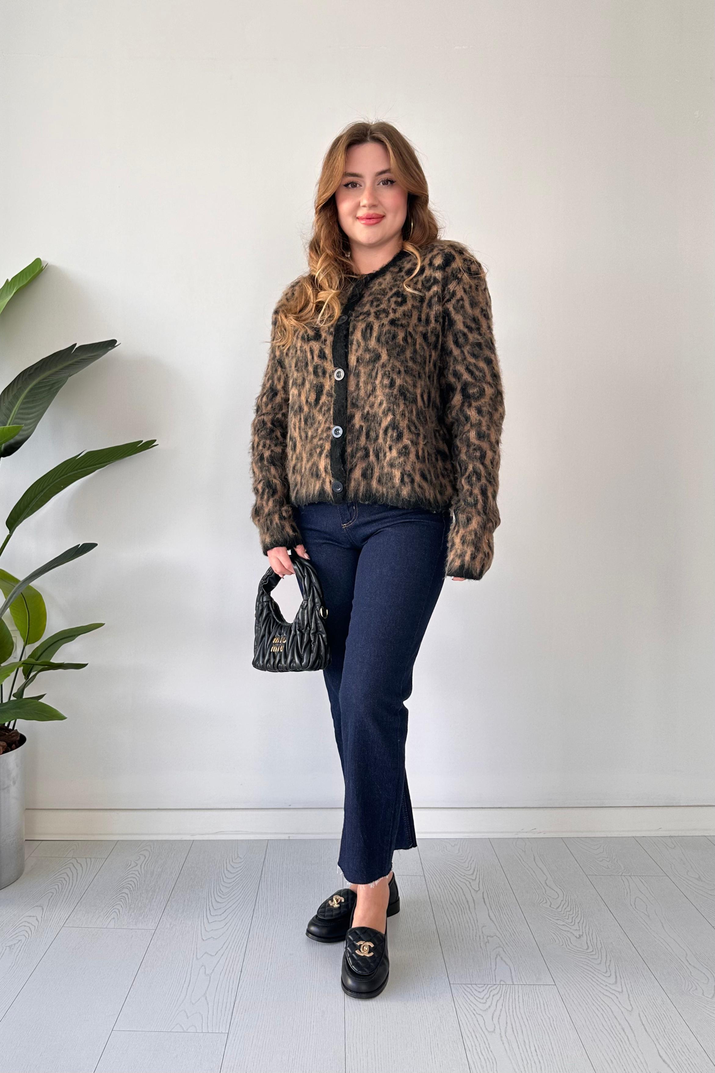 Tüylü Leopar Hırka