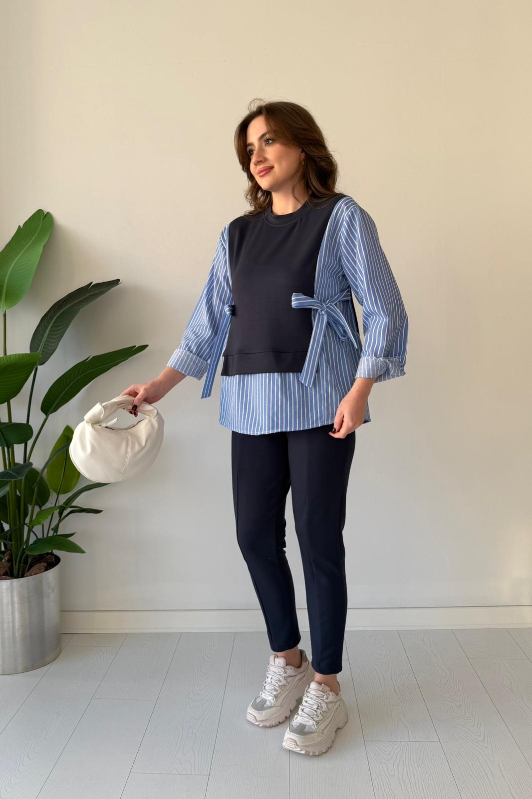 Çift Bağlama Garnili Takım - Antrasit