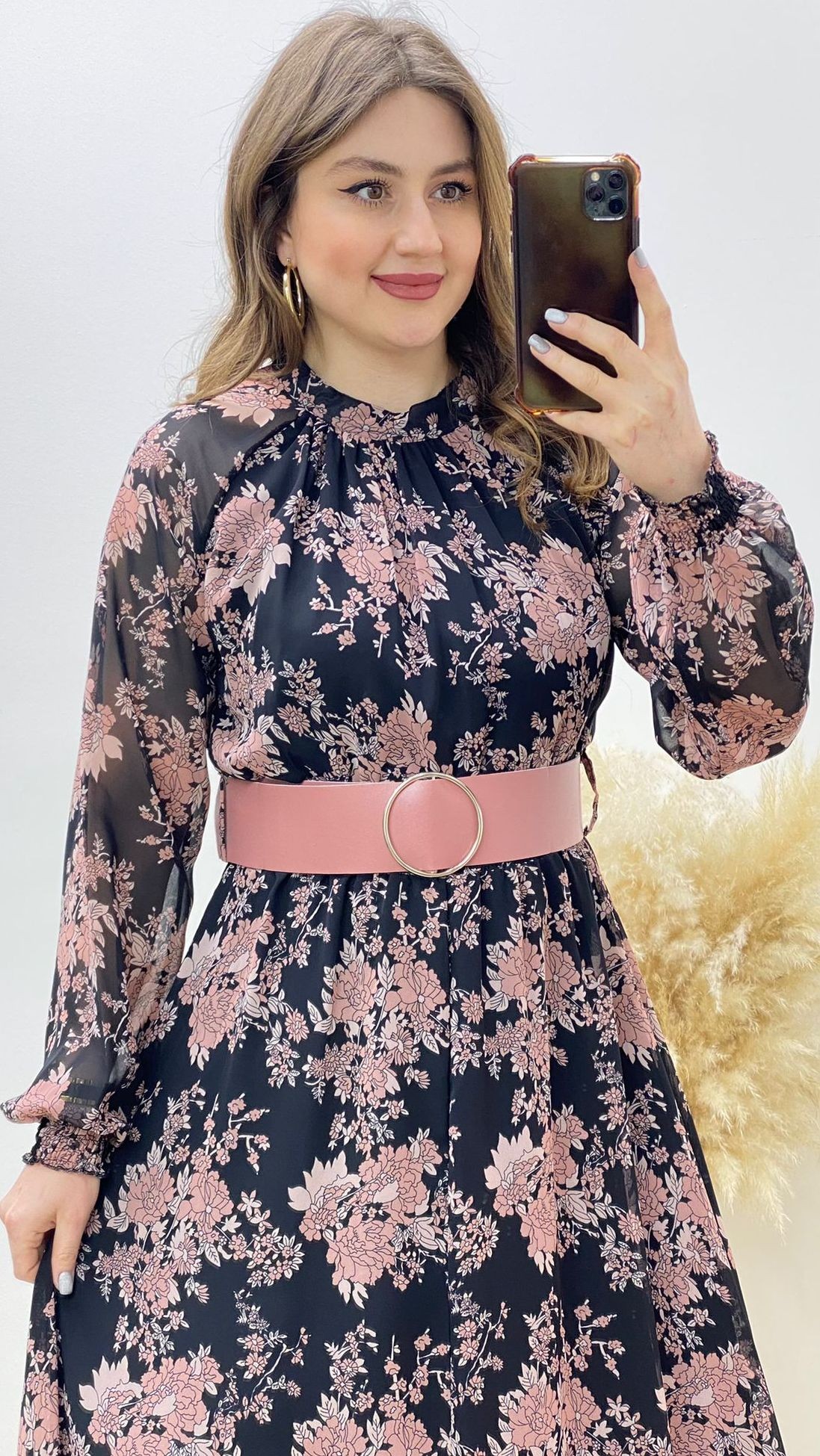 Peony Şifon Elbise Siyah