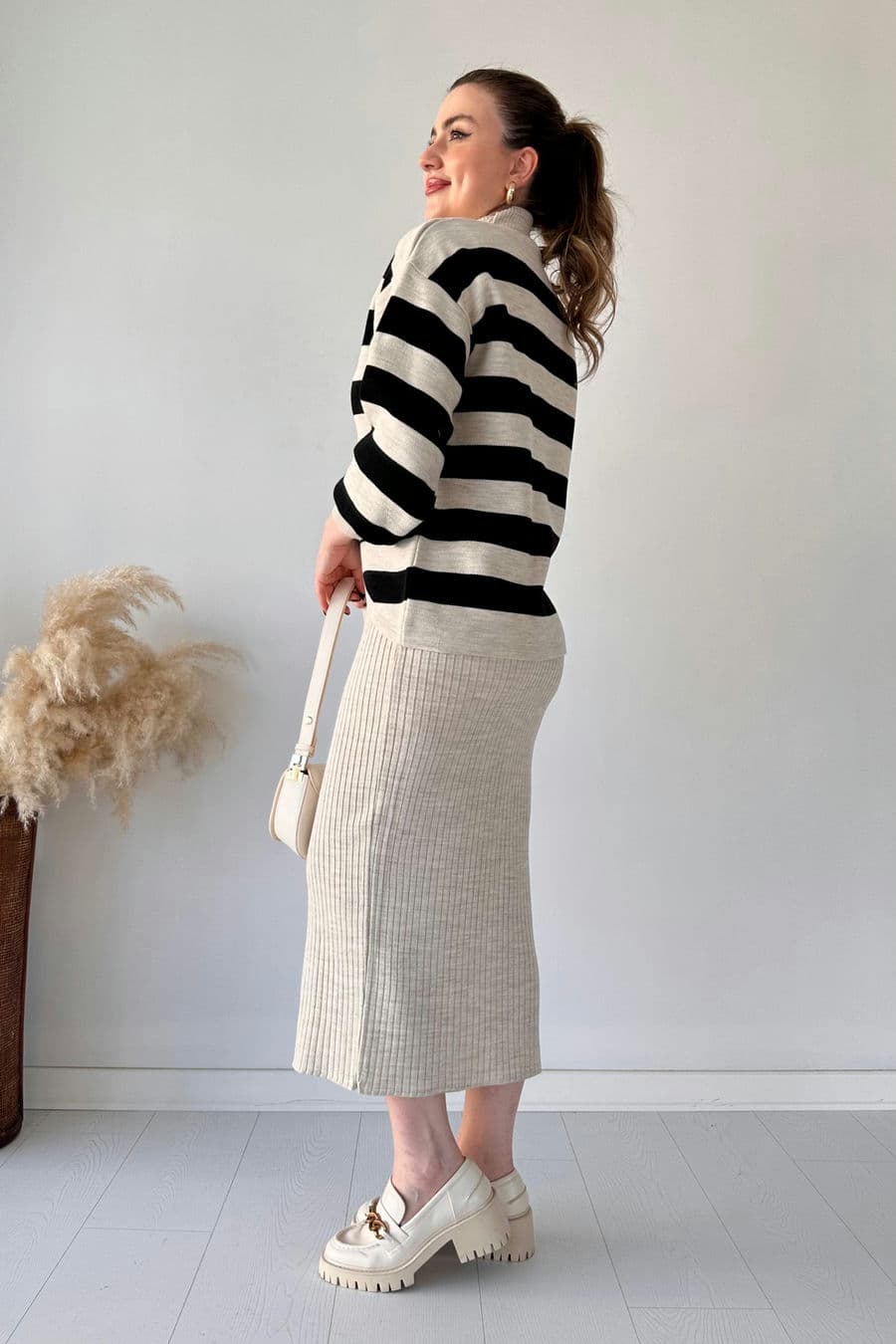 Çizgili Kazaklı Elbise