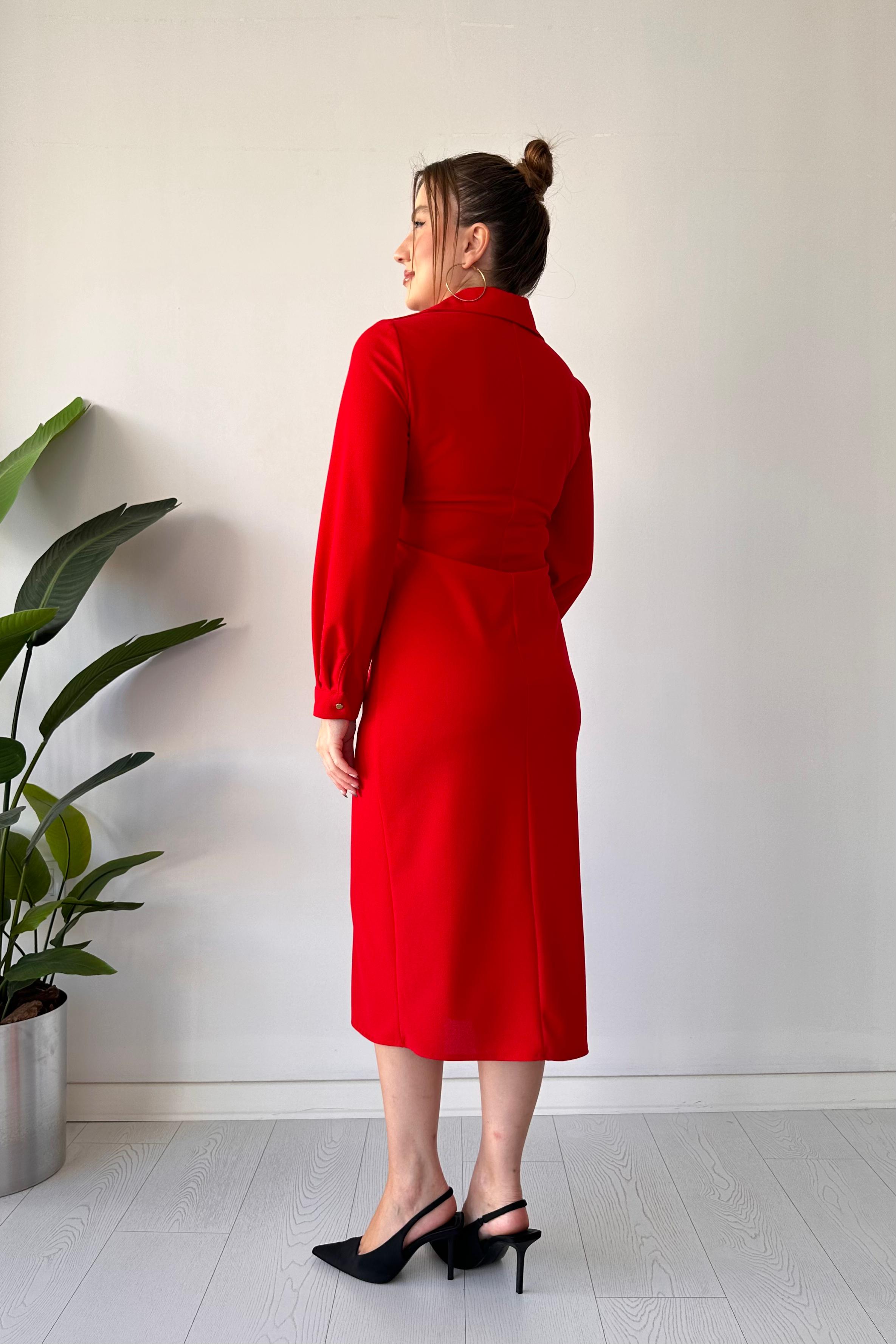 Göğüs Büzgü Gömlek Elbise