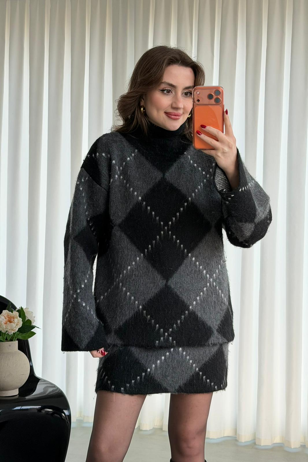 Baklava Yumoş Etekli Takım - Gri