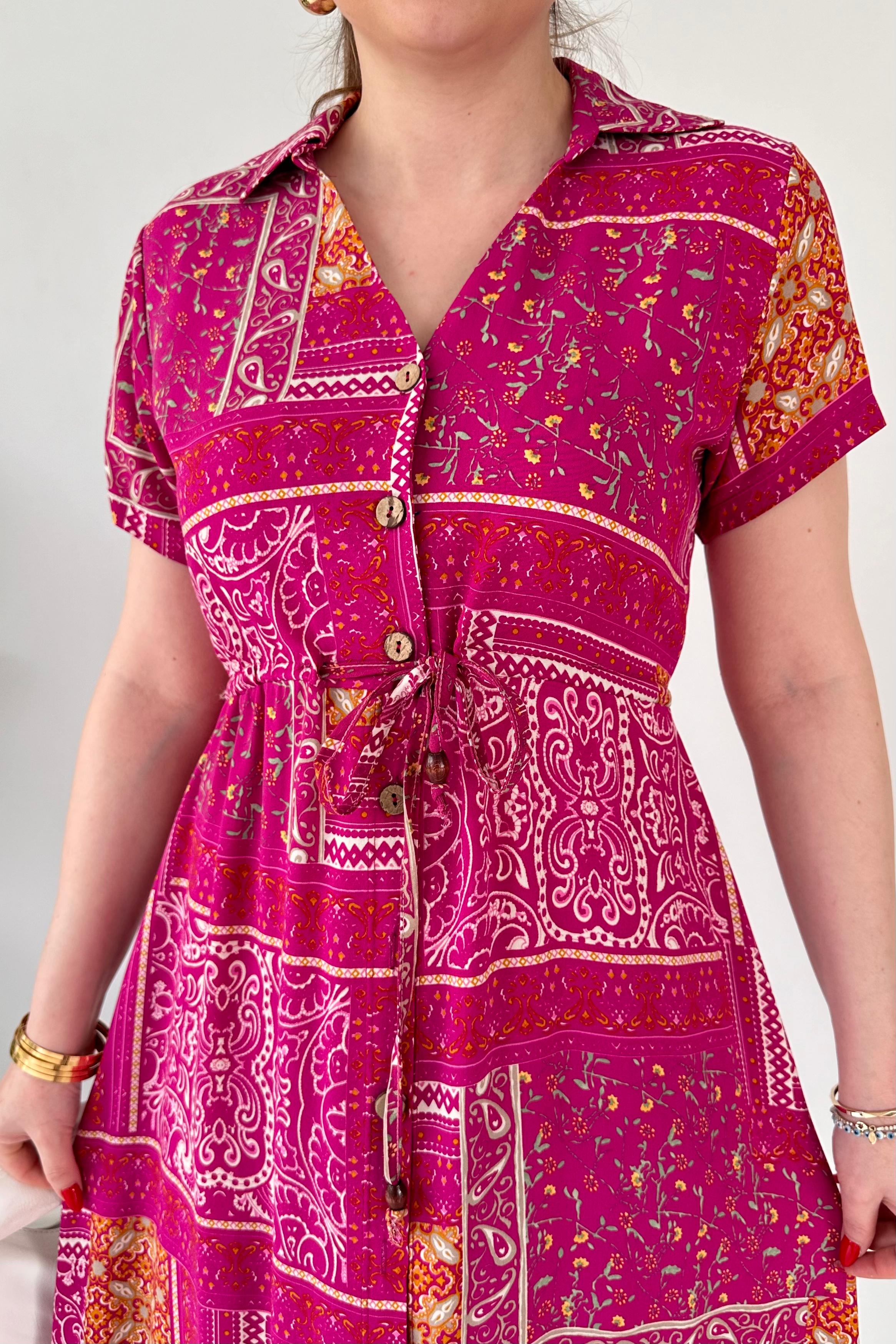 Patchwork Viskon Elbise