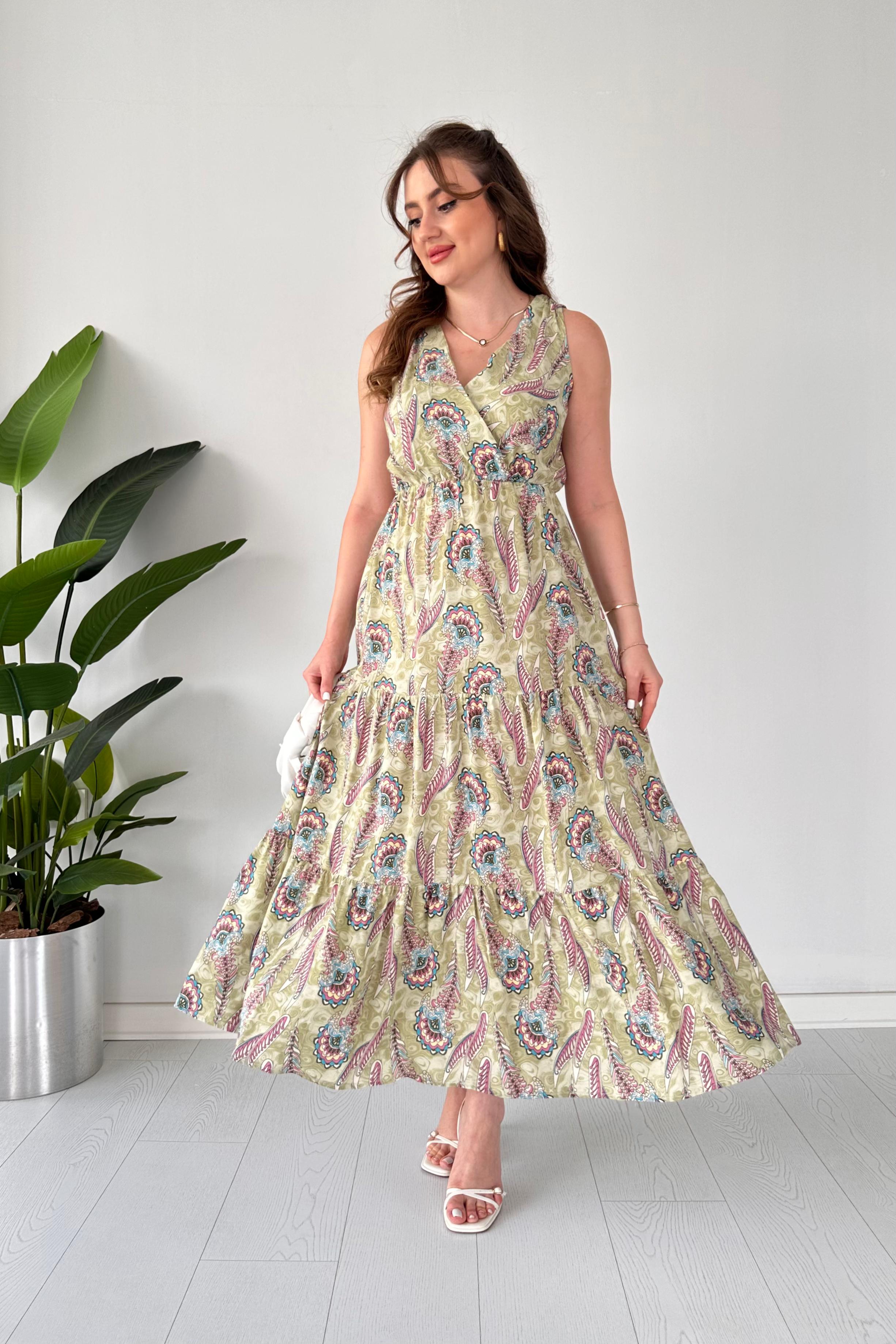 Feather Kolsuz Viskon Elbise