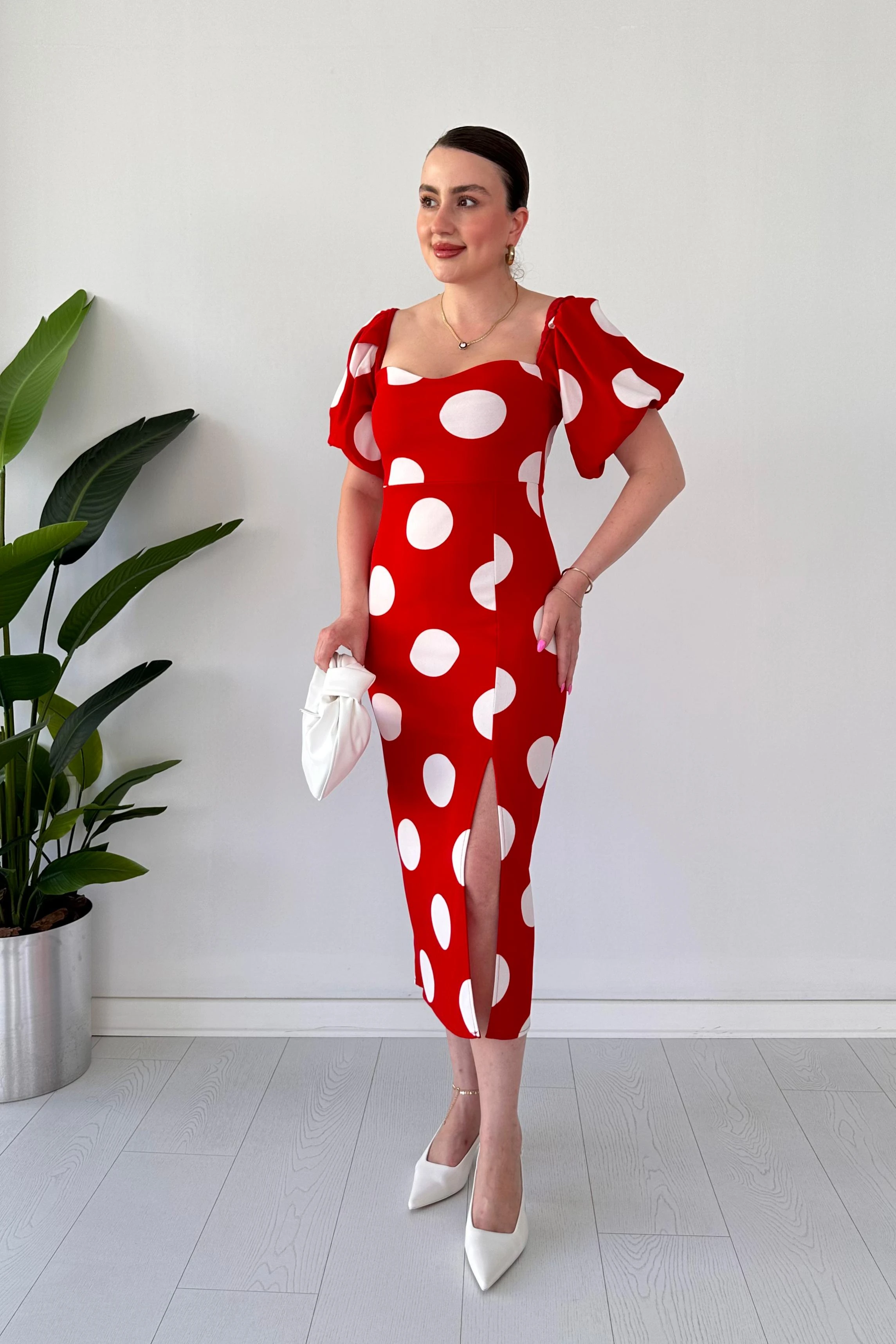 İri Puan Krep Elbise