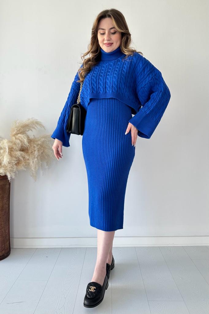 Saç Örgü Kazak Elbise Triko Takım