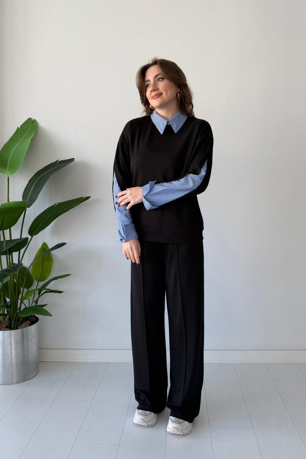 Kol Garnili İkili Takım - SİYAH