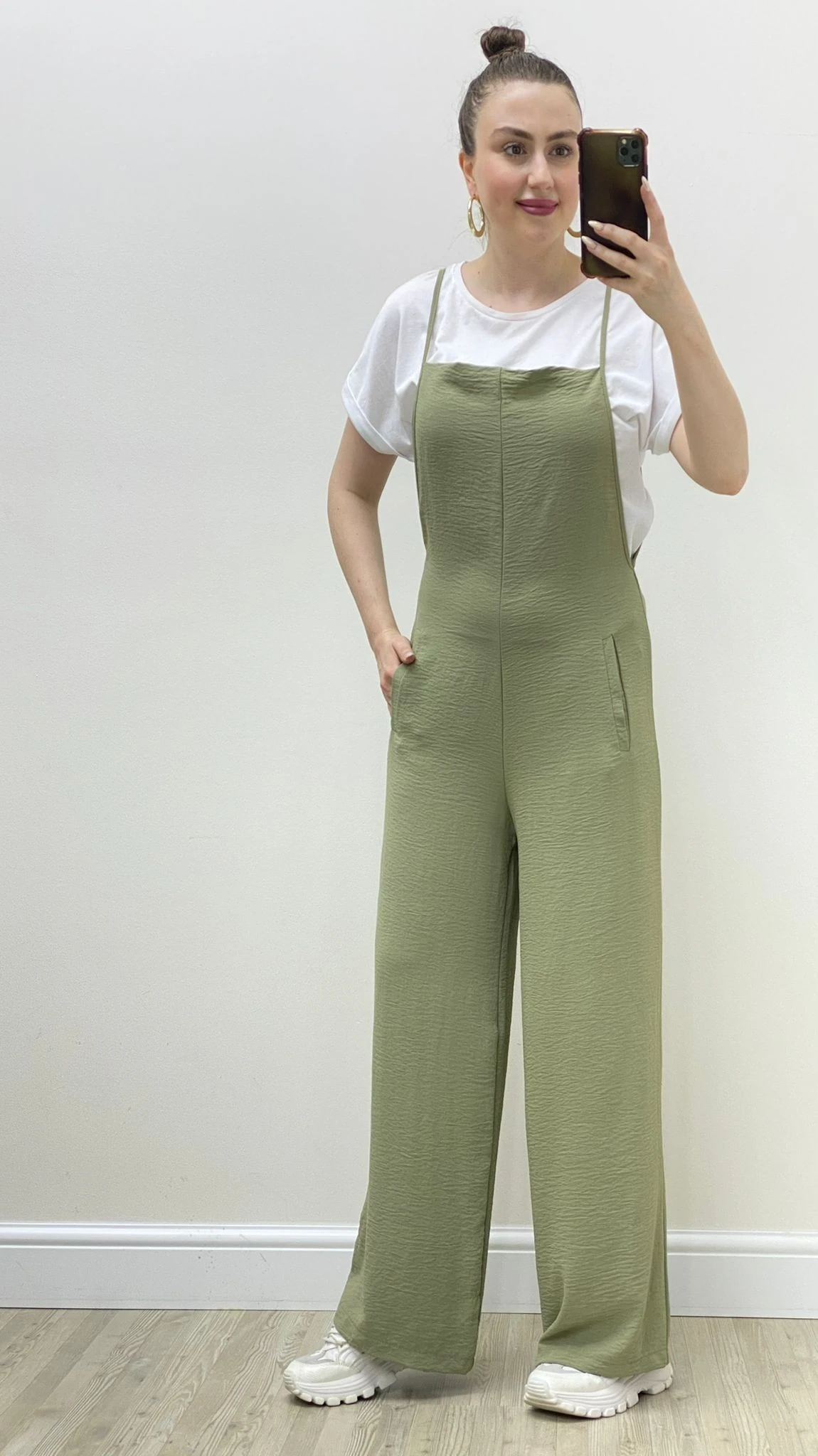 Dökümlü Askılı Tulum Haki