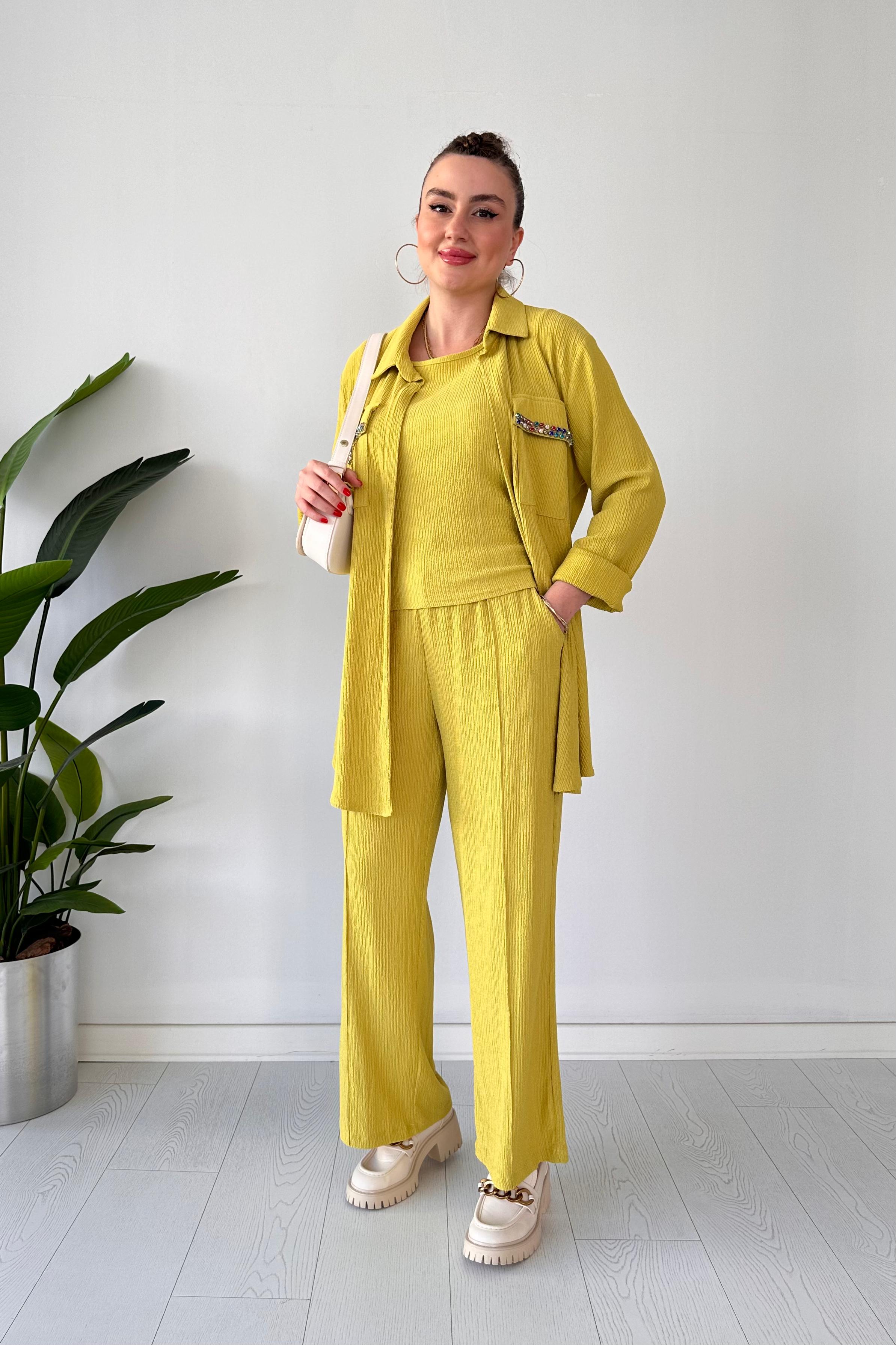 Taşlı Üç Parça Gofre Takım